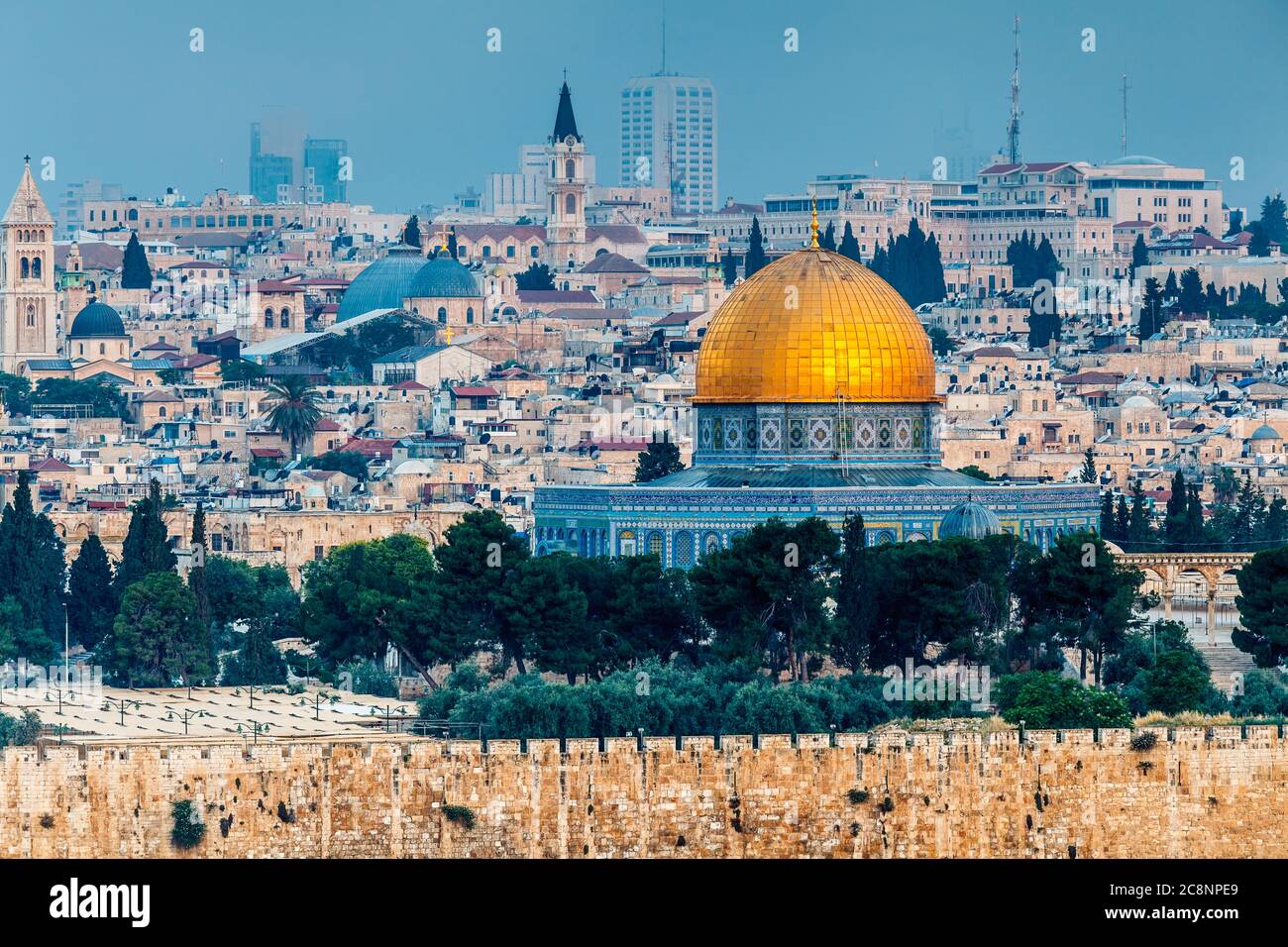 GERUSALEMME, ISRAELE - CIRCA MAGGIO 2018: Meraviglioso panorama della città di Gerusalemme intorno al 2018 maggio a Gerusalemme. Foto Stock