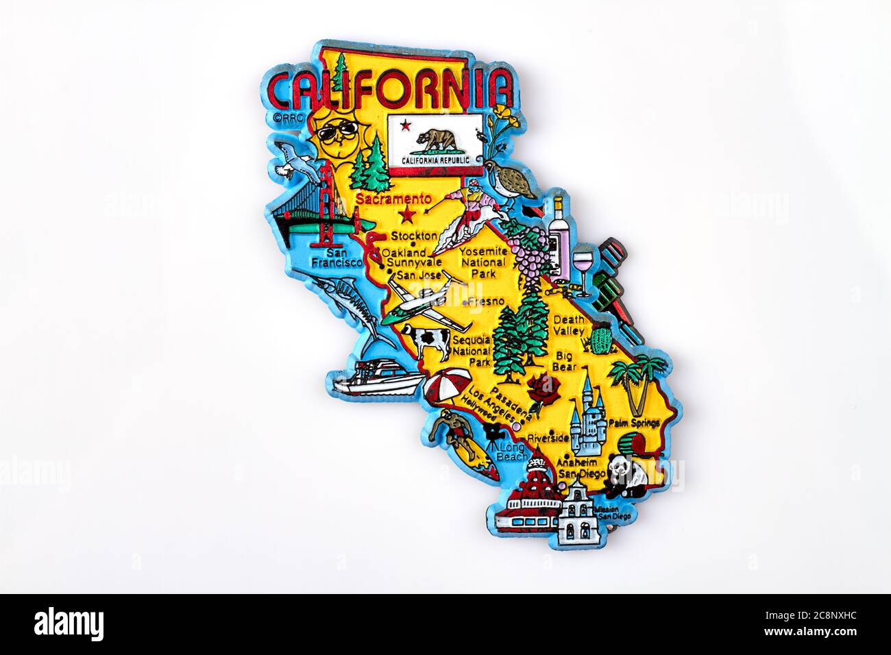 Mappa turistica California magnete souvenir. Foto Stock