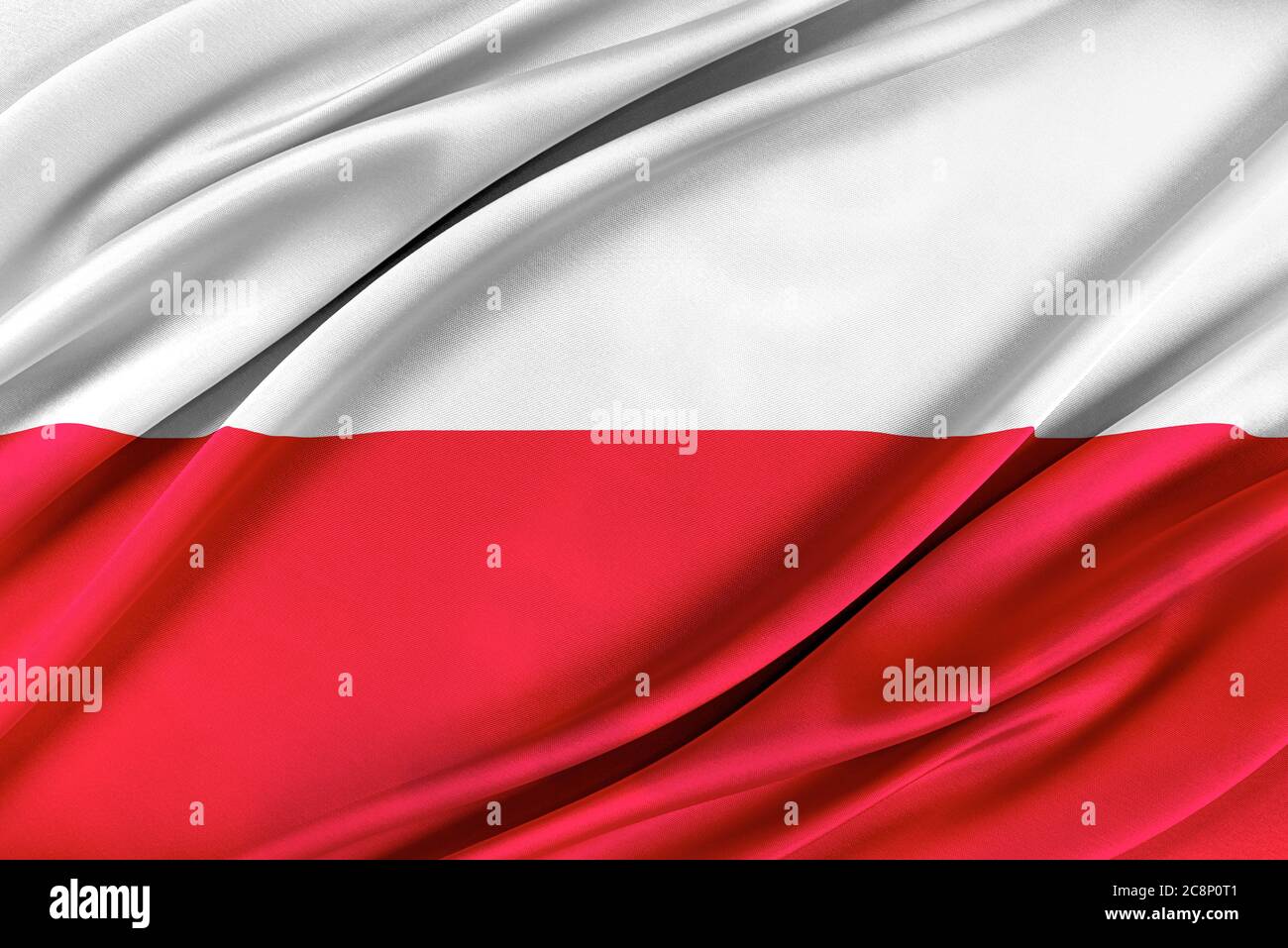 Bandiera colorata della Polonia che sventola nel vento. 3 Foto Stock