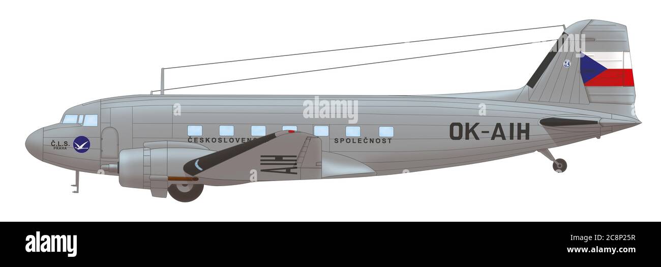 Douglas DC-3 (numero di serie 1973) della ČLS (Czechoslovak Air Transport Company) confiscata dai tedeschi nel marzo 1939 e riportata sulla D-AAIH Foto Stock
