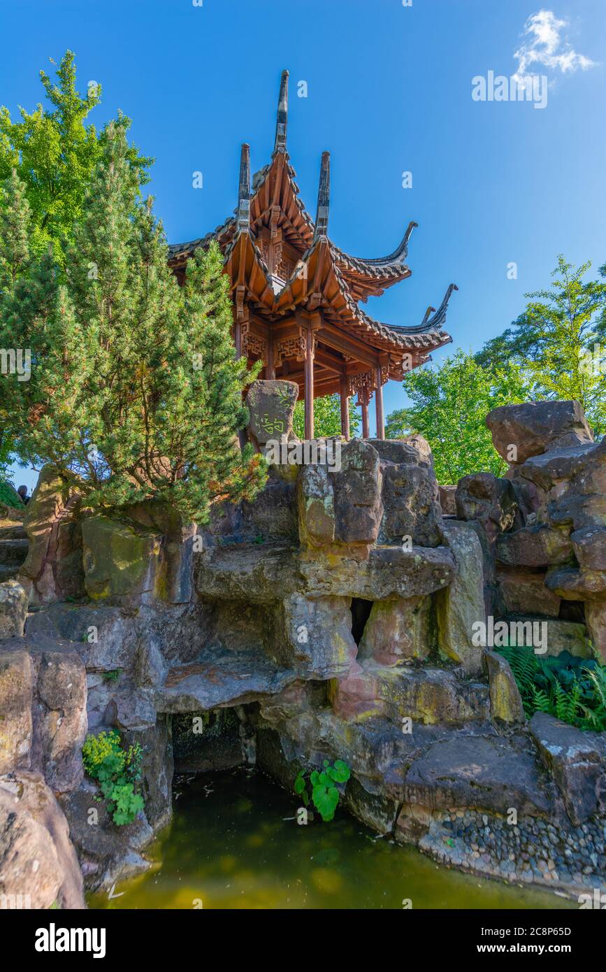 Piccolo ma bello Chinagarten o Giardino Cinese, centro di Stoccarda, stato federale Baden-Würtemberg, Germania del Sud, Europa Centrale Foto Stock