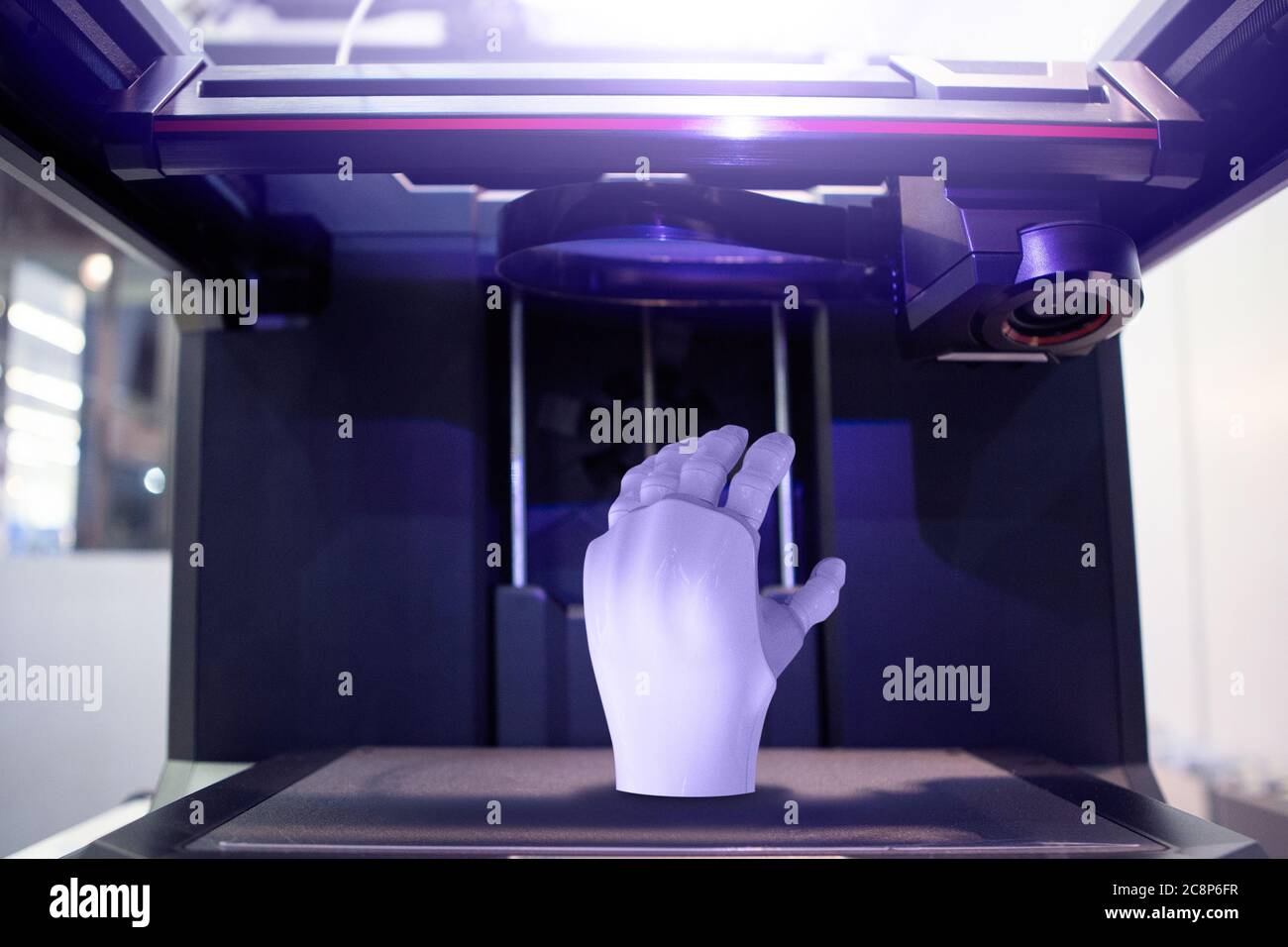 Mano artificiale nella stampante 3D Foto Stock
