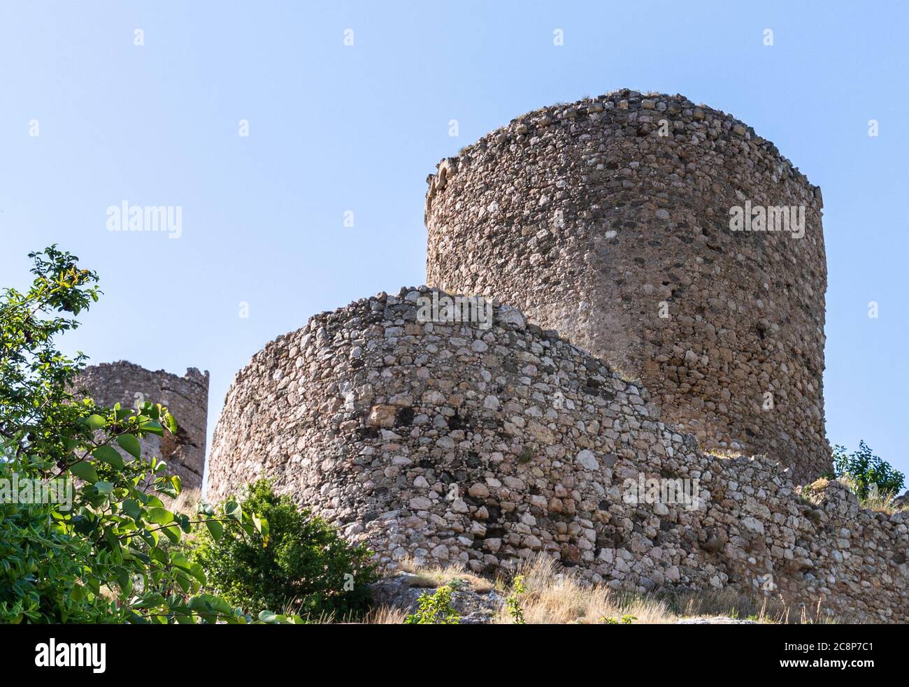 Torre del Grillo Bernabo. Rovine della fortezza genovese Chembalo in Crimea Foto Stock
