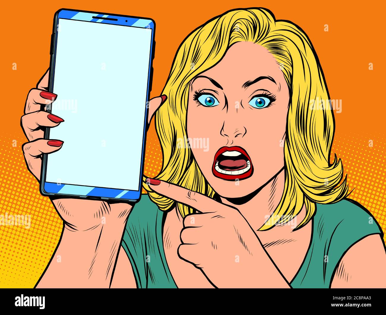 Donna furiosa e smartphone Illustrazione Vettoriale