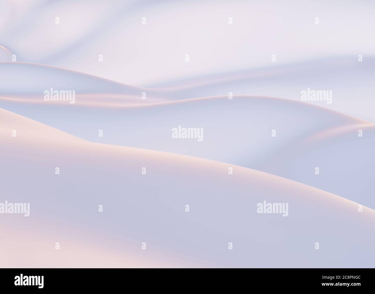 Montagne innevate in inverno. Sfondo bianco vuoto, colline bianche lisce, sfondo bianco per lo spazio di copia. rendering 3d Foto Stock