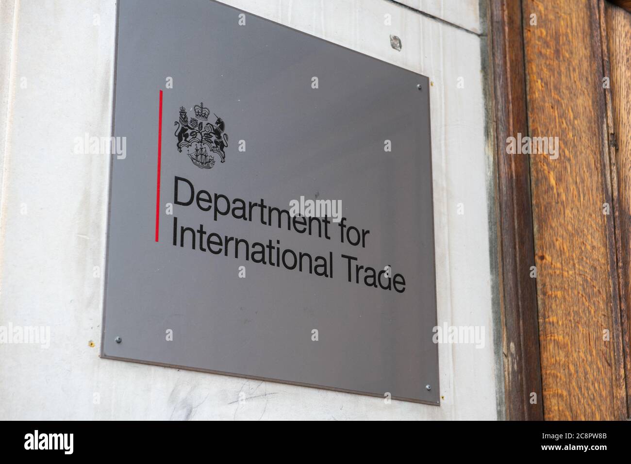 Il Dipartimento del Commercio Internazionale del Regno Unito ha sede a Whitehall. Creato da Theresa May in previsione della Brexit. Foto Stock