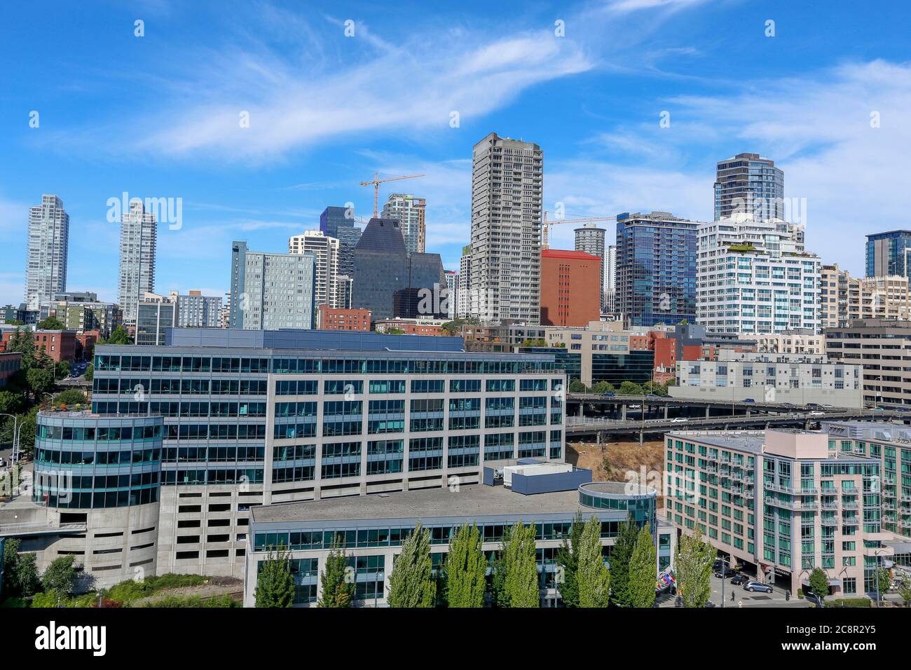 Seattle, Washington, USA - 21 luglio 2018 - Vista panoramica dello skyline del centro di Seattle, Washington state, USA Foto Stock