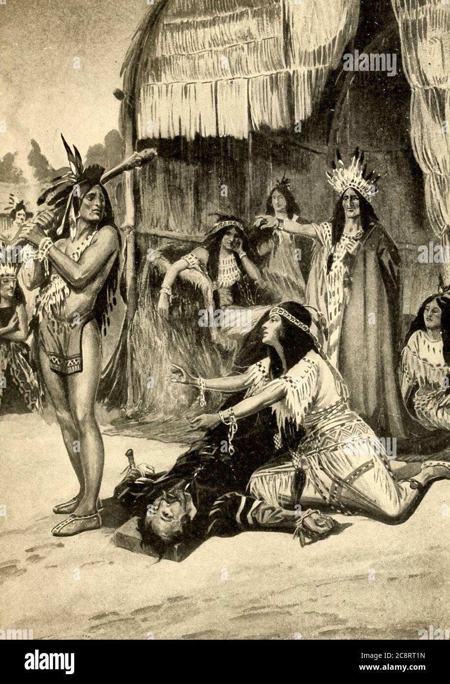 Pocahontas salva il capitano John Smith Foto Stock
