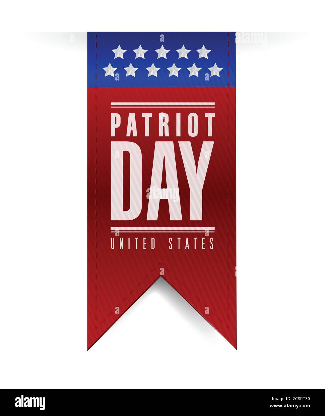 Disegno di illustrazione del segno del banner Patriot day su sfondo blu Illustrazione Vettoriale