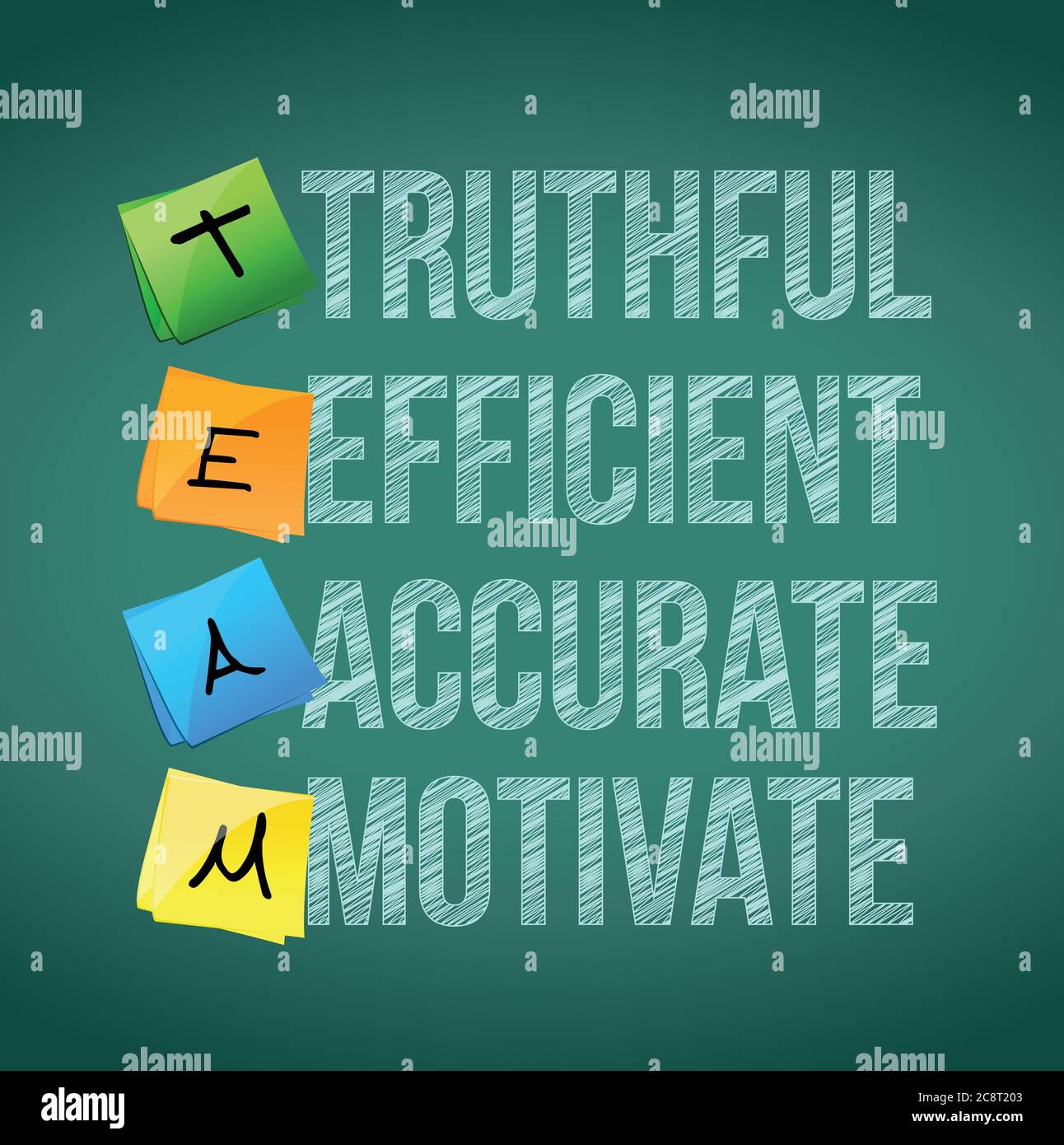 Parole di squadra scritte su una lavagna che illustra i grafici del design Illustrazione Vettoriale