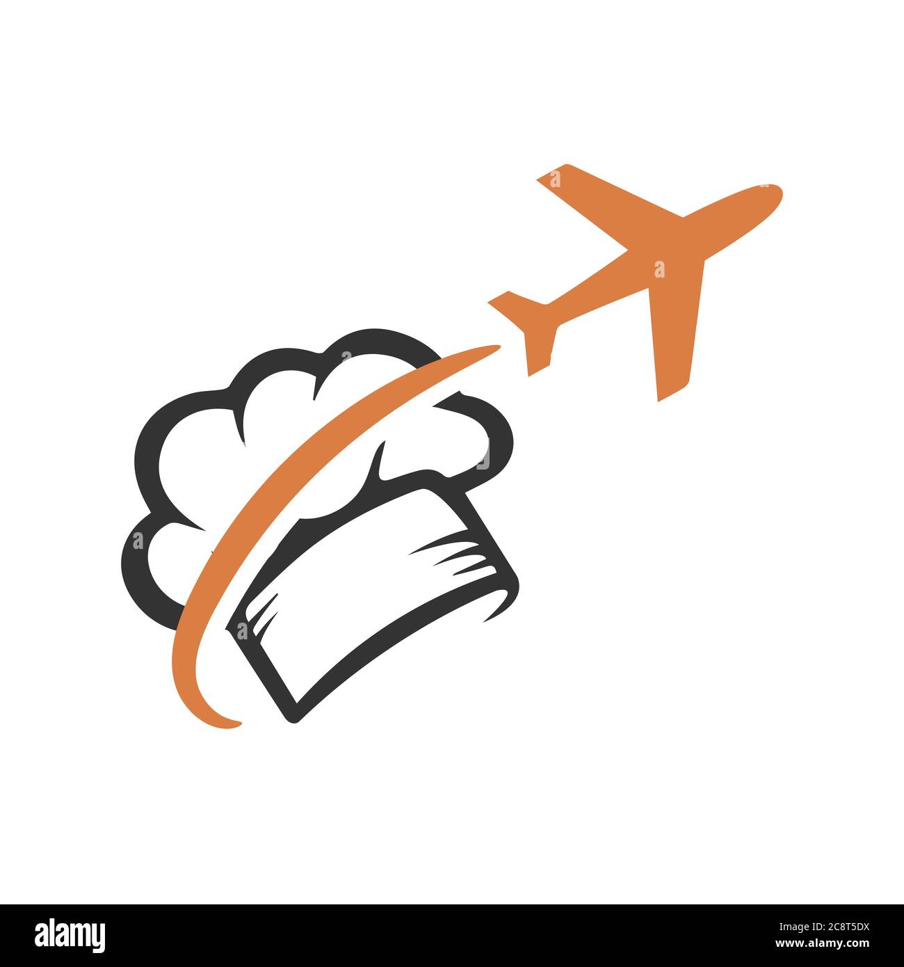Immagini combinate di simbolo di trasporto e icona utensili da cucina per il blogging alimentare vlogging viaggio logo disegno vettore stock illustrazione Illustrazione Vettoriale