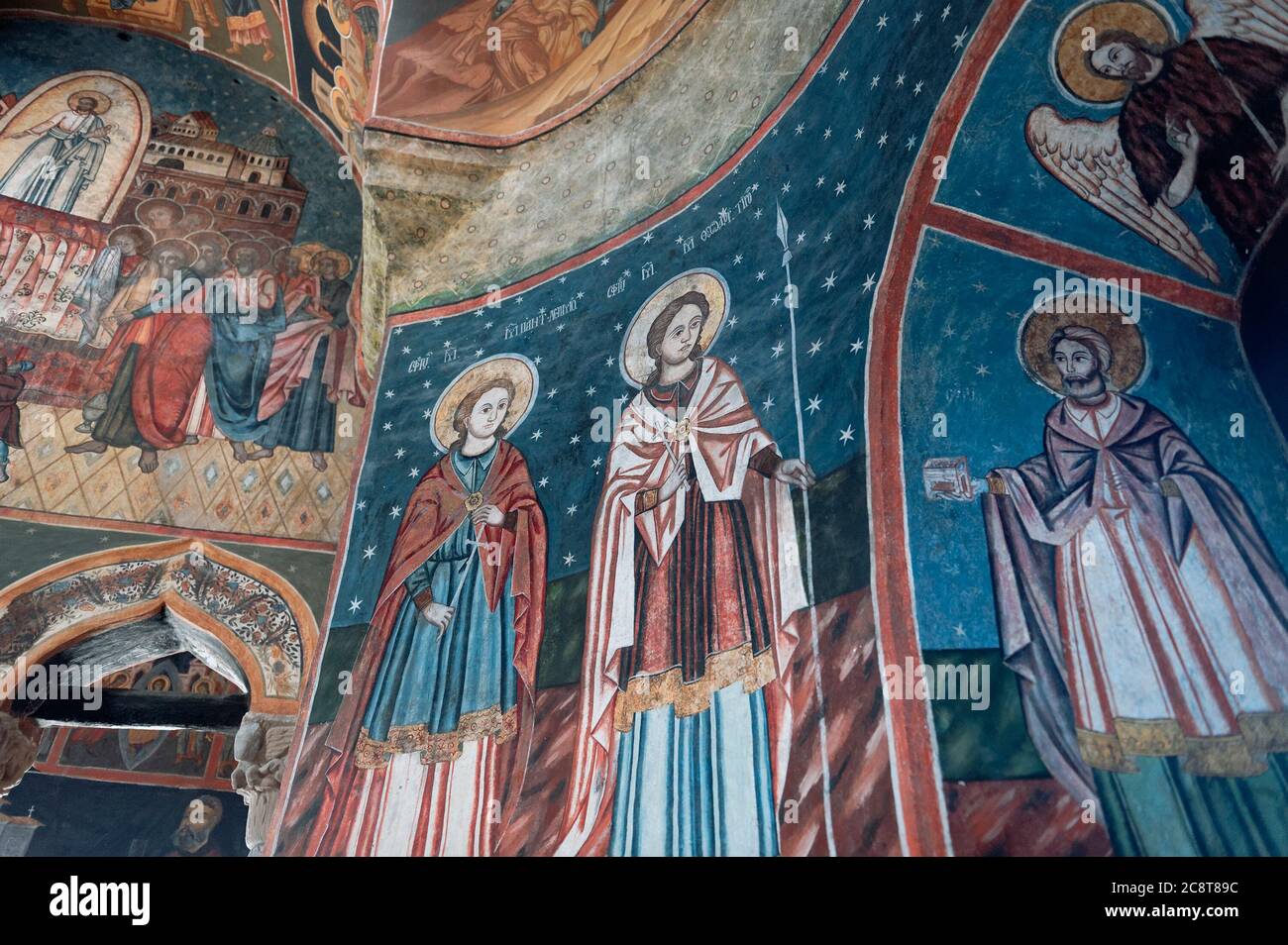 31 2012 agosto, Caciulata, Romana: Dettagli degli affreschi del Monastero di Cozia in Romania Foto Stock