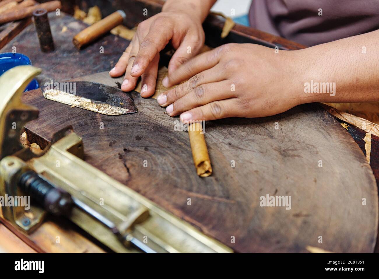 Stock di sigari fatti a mano.tradizionali di fabbricazione dei sigari. Repubblica Dominicana Foto Stock