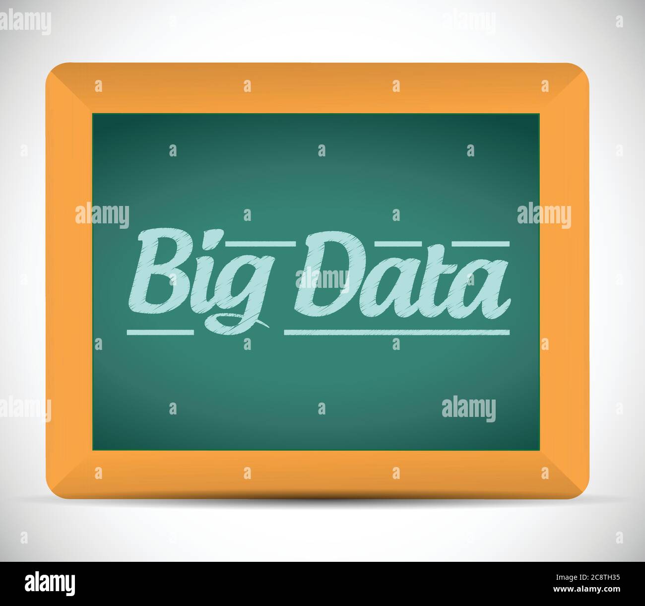 Big data scritto su una lavagna. Disegno di illustrazione su bianco Illustrazione Vettoriale
