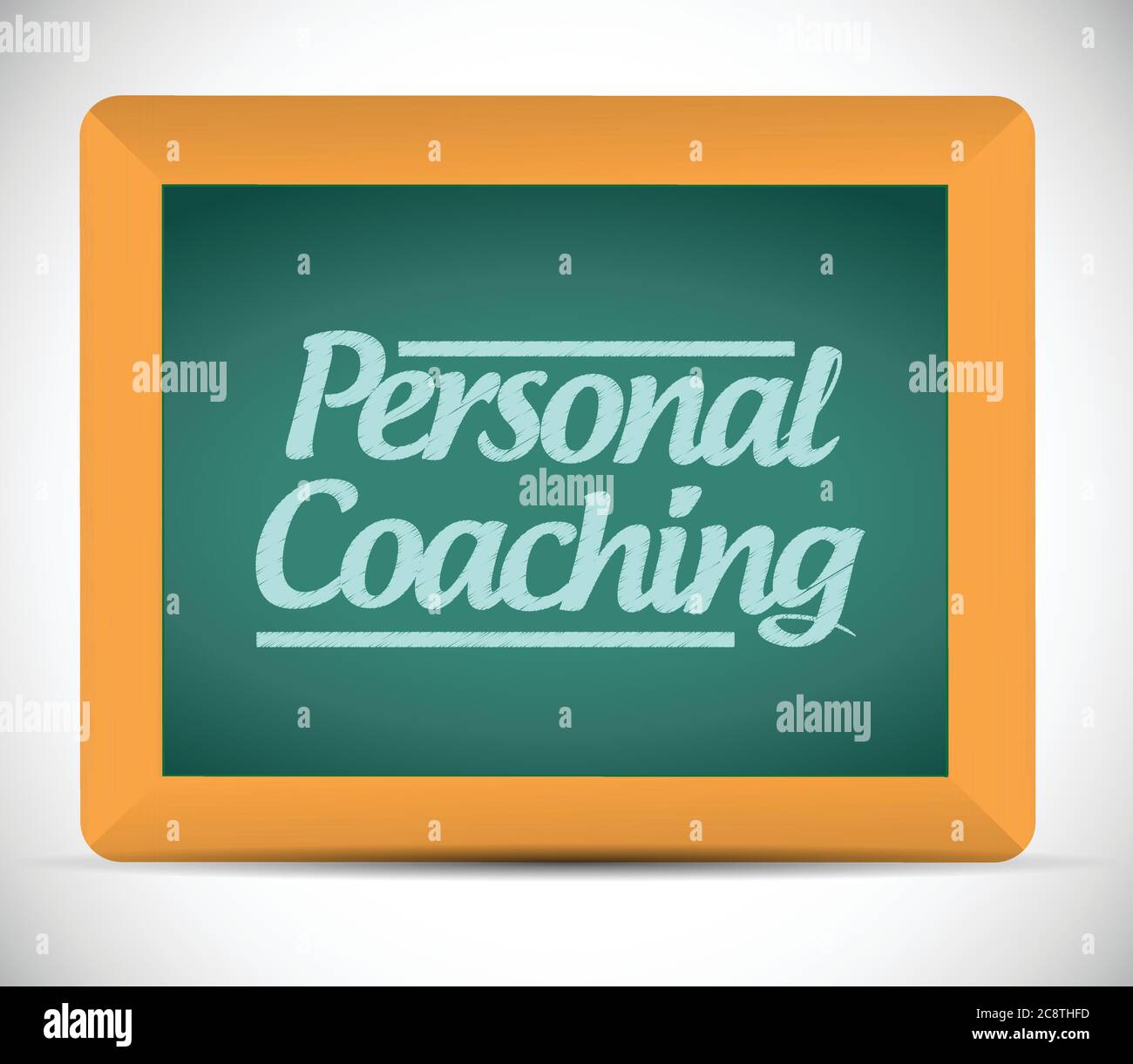 Messaggio di coaching personale scritto su un disegno di illustrazione della lavagna su uno sfondo bianco Illustrazione Vettoriale