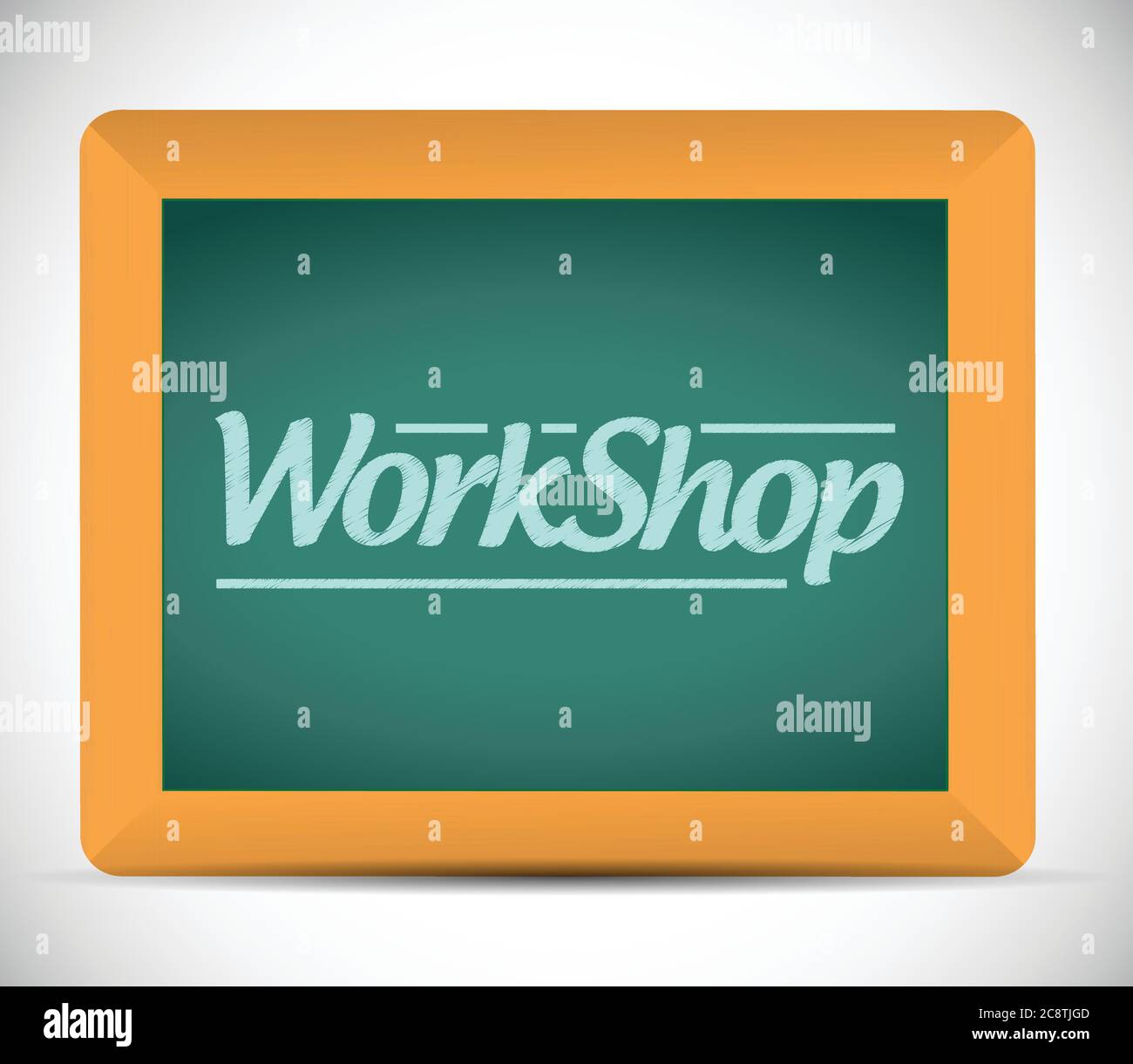 Workshop scritto su una lavagna. Disegno di illustrazione su bianco Illustrazione Vettoriale