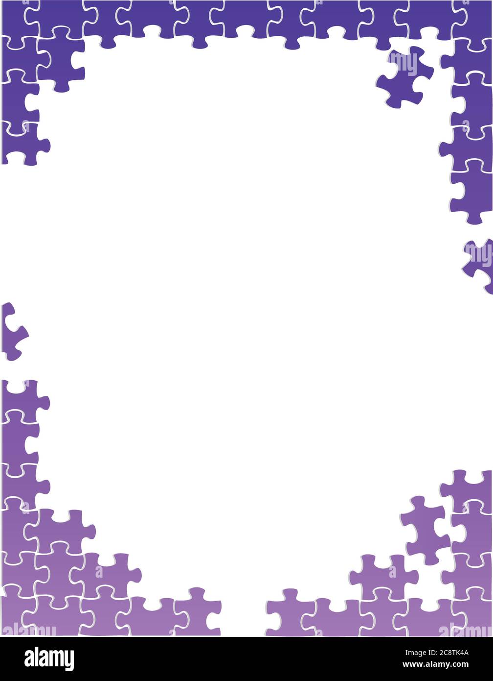 Puzzle viola pezzi bordo modello illustrazione disegno su uno sfondo bianco - puzzle boarder Illustrazione Vettoriale