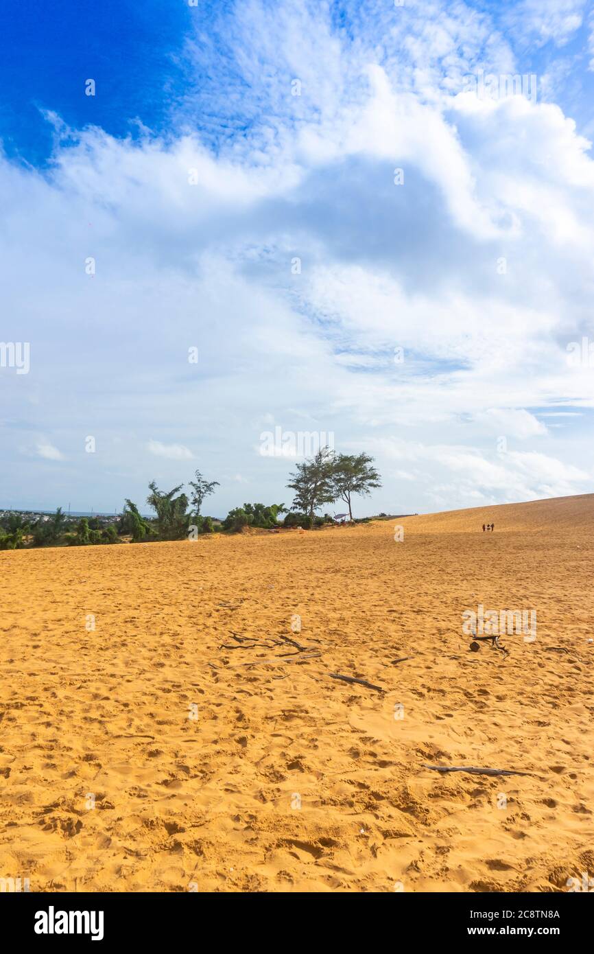 Red Sand Dunes (il nome locale è Doi Cat do), noto anche come Golden Sand Dunes, si trova vicino alla spiaggia di Hon Rom, Mui NE, Phan Thiet città. Questo è un attratto Foto Stock