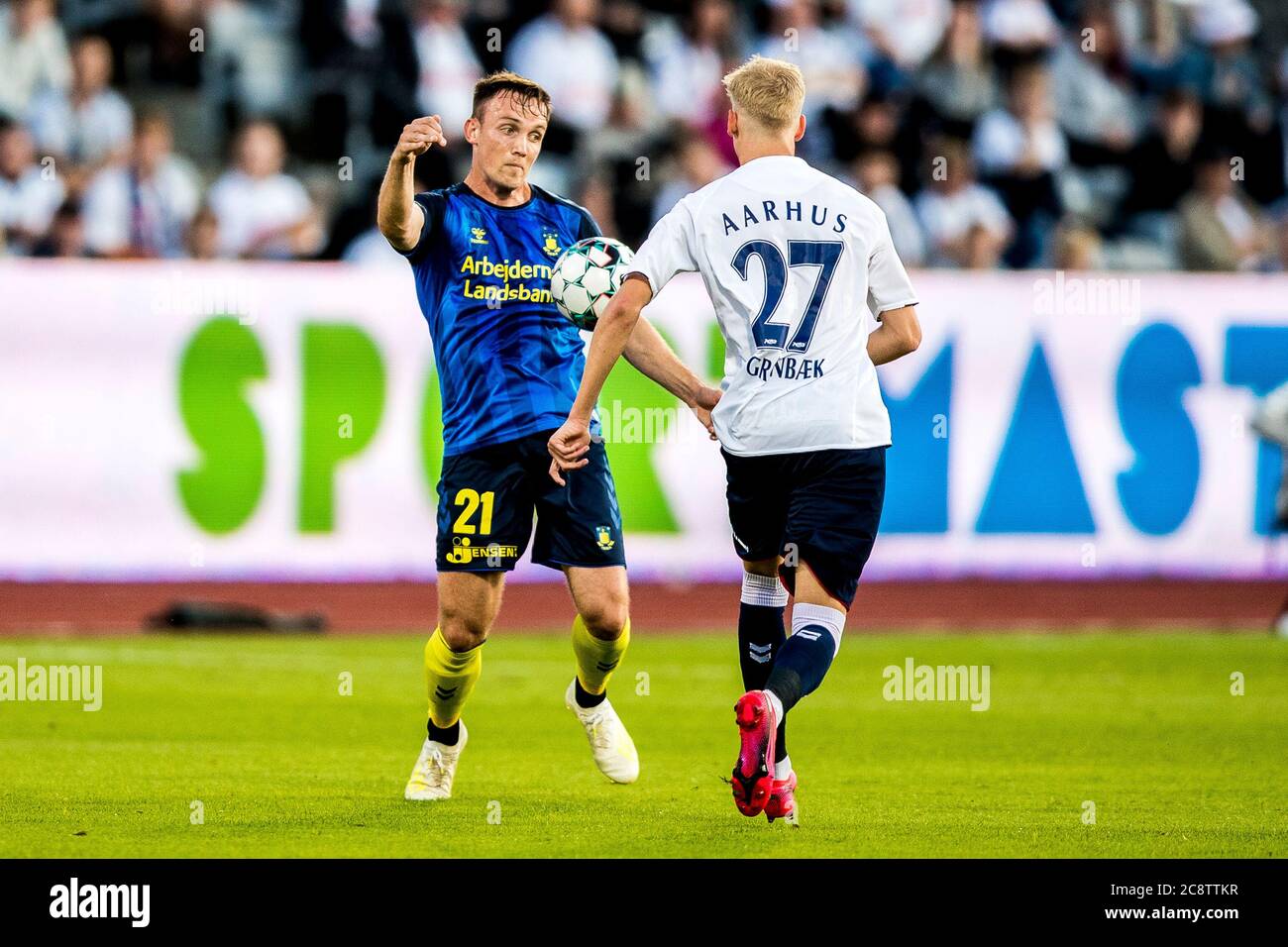 Aarhus, Danimarca. 26 luglio 2020. Lasse Vigen Christensen (21) di Brondby SE visto durante la 3F Superliga partita tra AGF e Brondby SE al Ceres Park ad Aarhus. (Photo Credit: Gonzales Photo/Alamy Live News Foto Stock