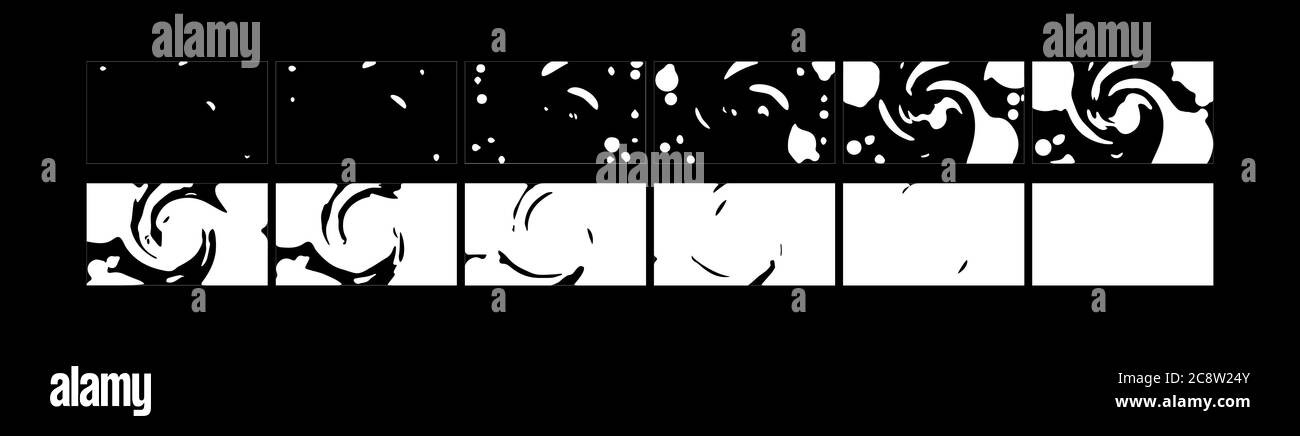 Animazione transizioni liquide VFX. Water Transition Sprite foglio di Ready per giochi, cartoni animati o animazioni e design del movimento. File vettoriale Illustrazione Vettoriale