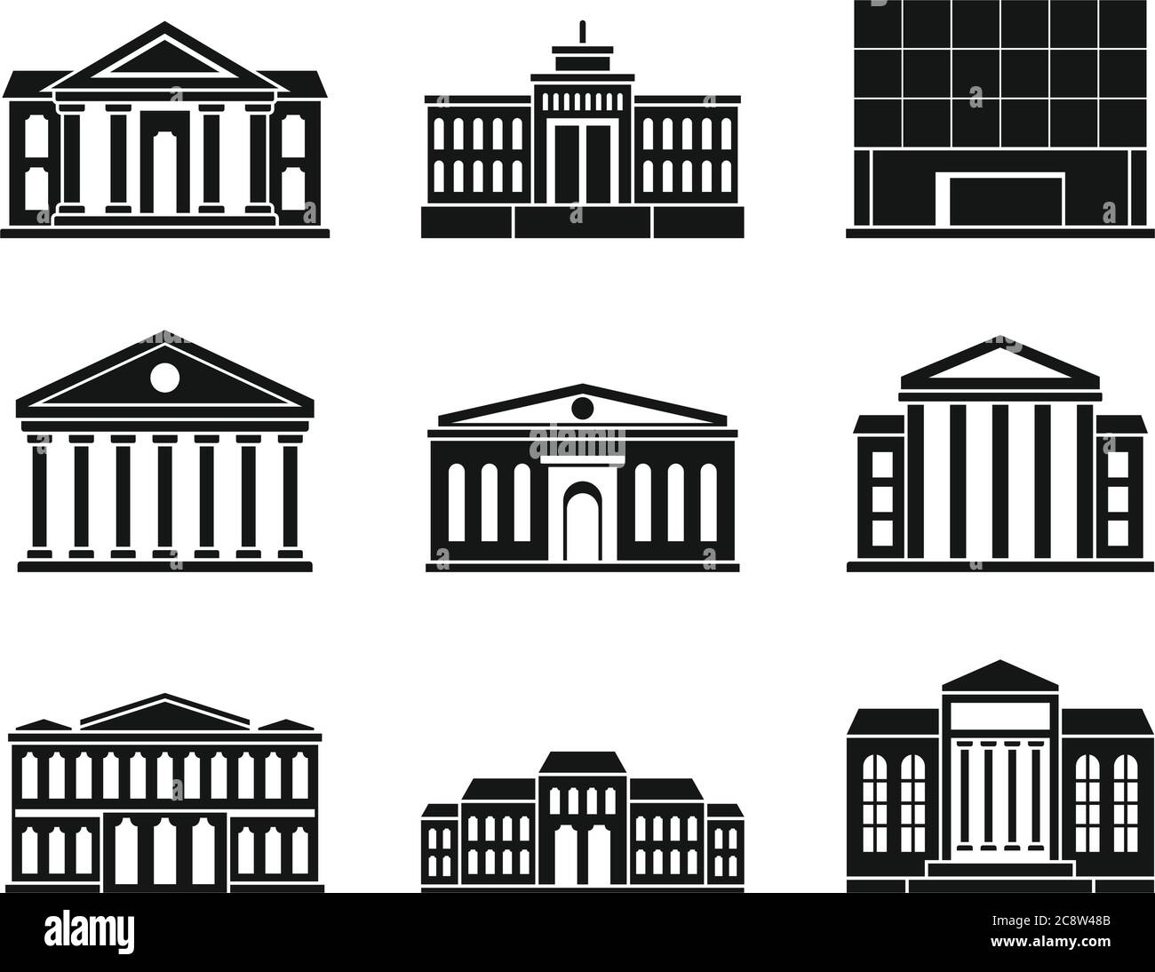 Set di icone del museo del teatro cittadino. Semplice set di icone vettoriali del museo del teatro cittadino per il web design su sfondo bianco Illustrazione Vettoriale
