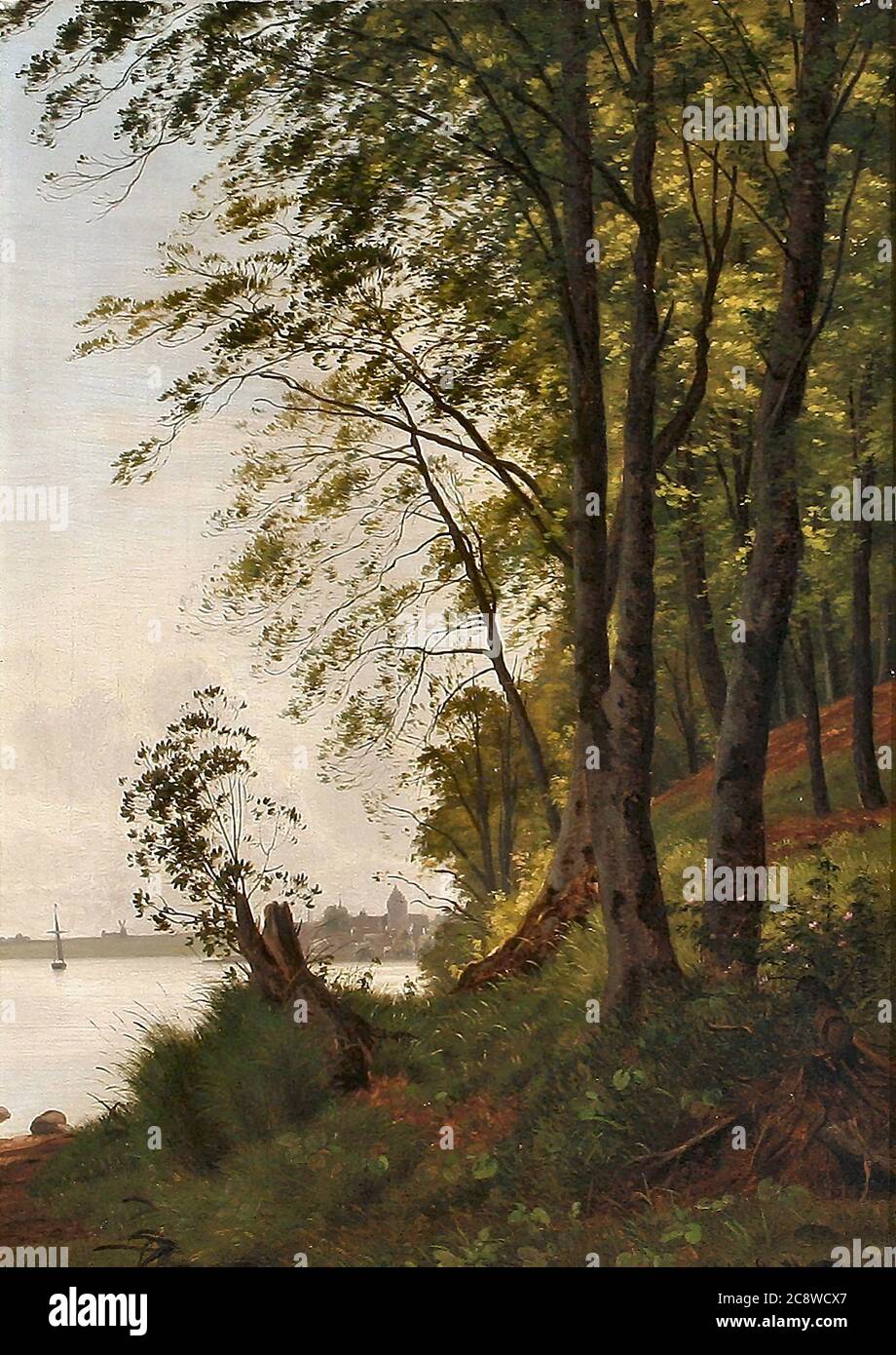 Groth Vilhelm - Vista da un fiordo danese al bordo di una foresta - Scuola Danese - 19 ° e inizio del 20 ° secolo Foto Stock