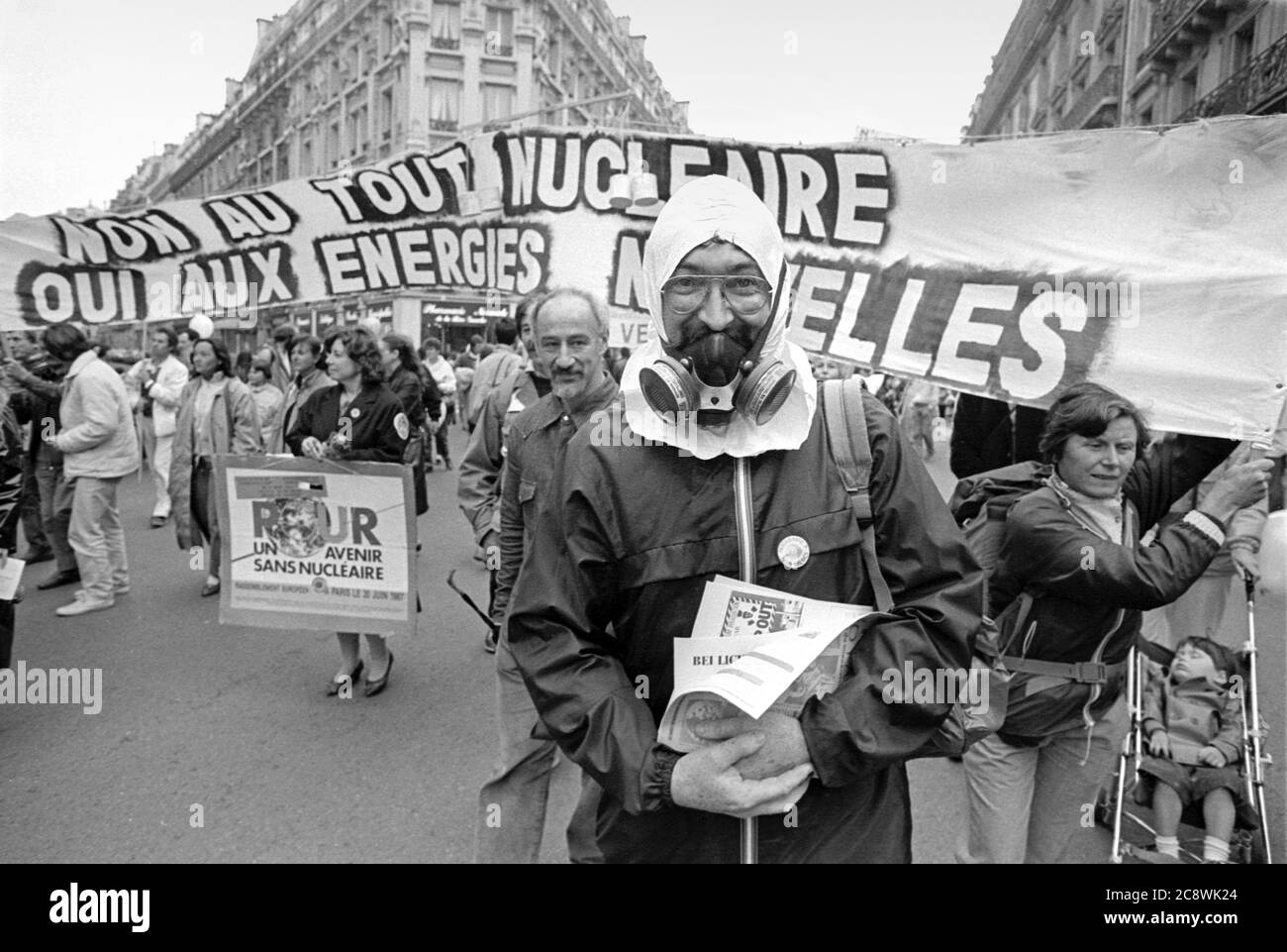 Parigi, dimostrazione anti-nucleare (giugno 1987) Foto Stock