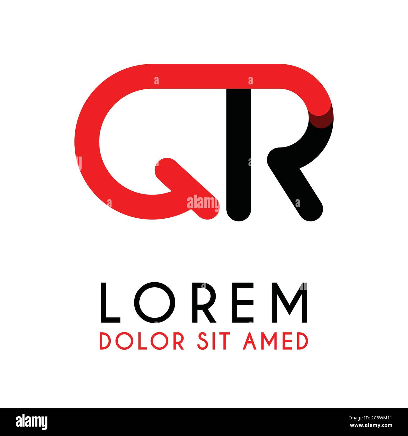 Lettera iniziale QR con rosso nero e angoli arrotondati Illustrazione Vettoriale