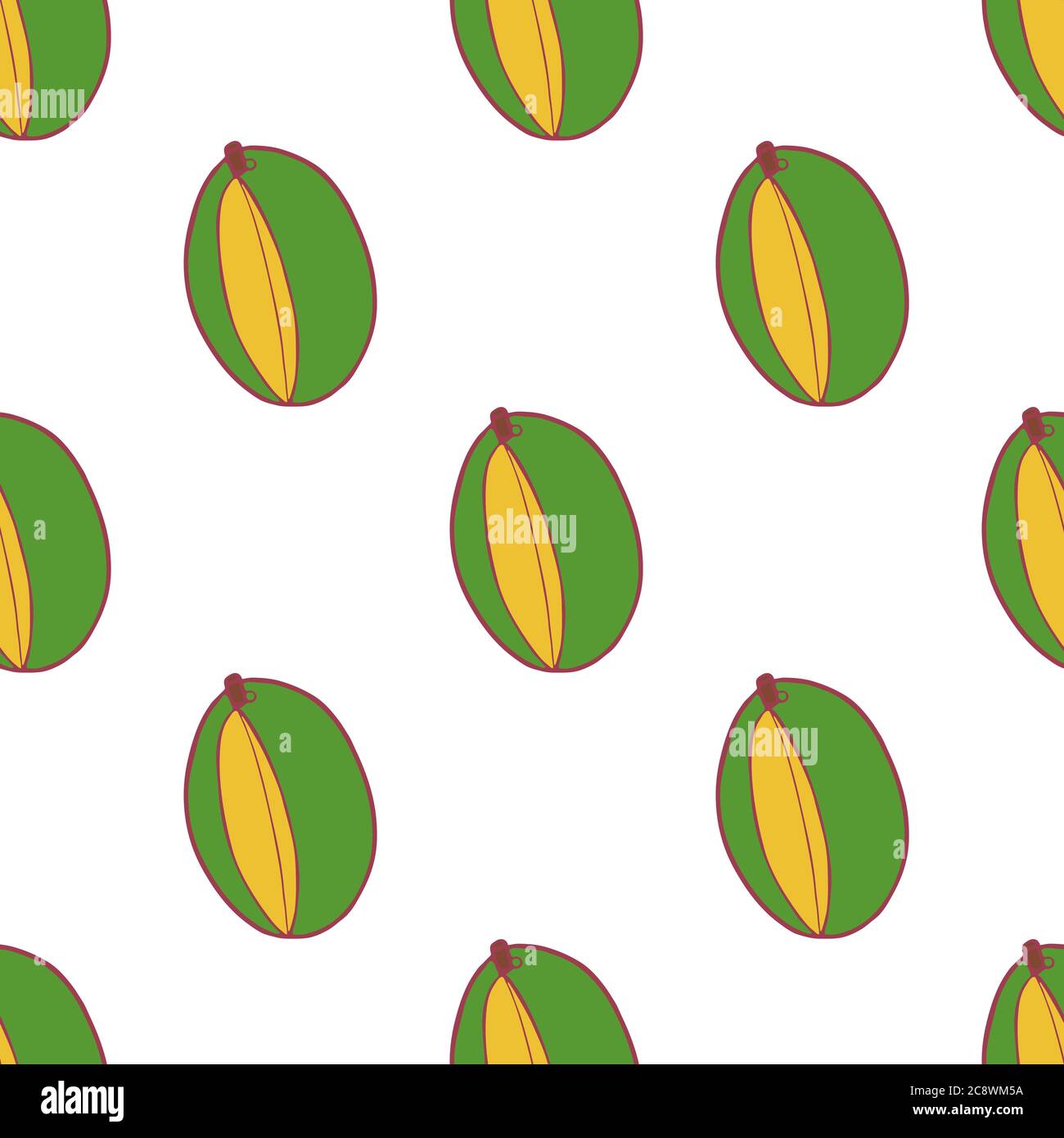 Modello senza giunture Mango Fruit, design perfetto per qualsiasi scopo. Motivo tessuto disegnato a mano. Cibo sano di fondo. Grafica estiva stile piatto vettoriale. Su sfondo bianco. Illustrazione Vettoriale