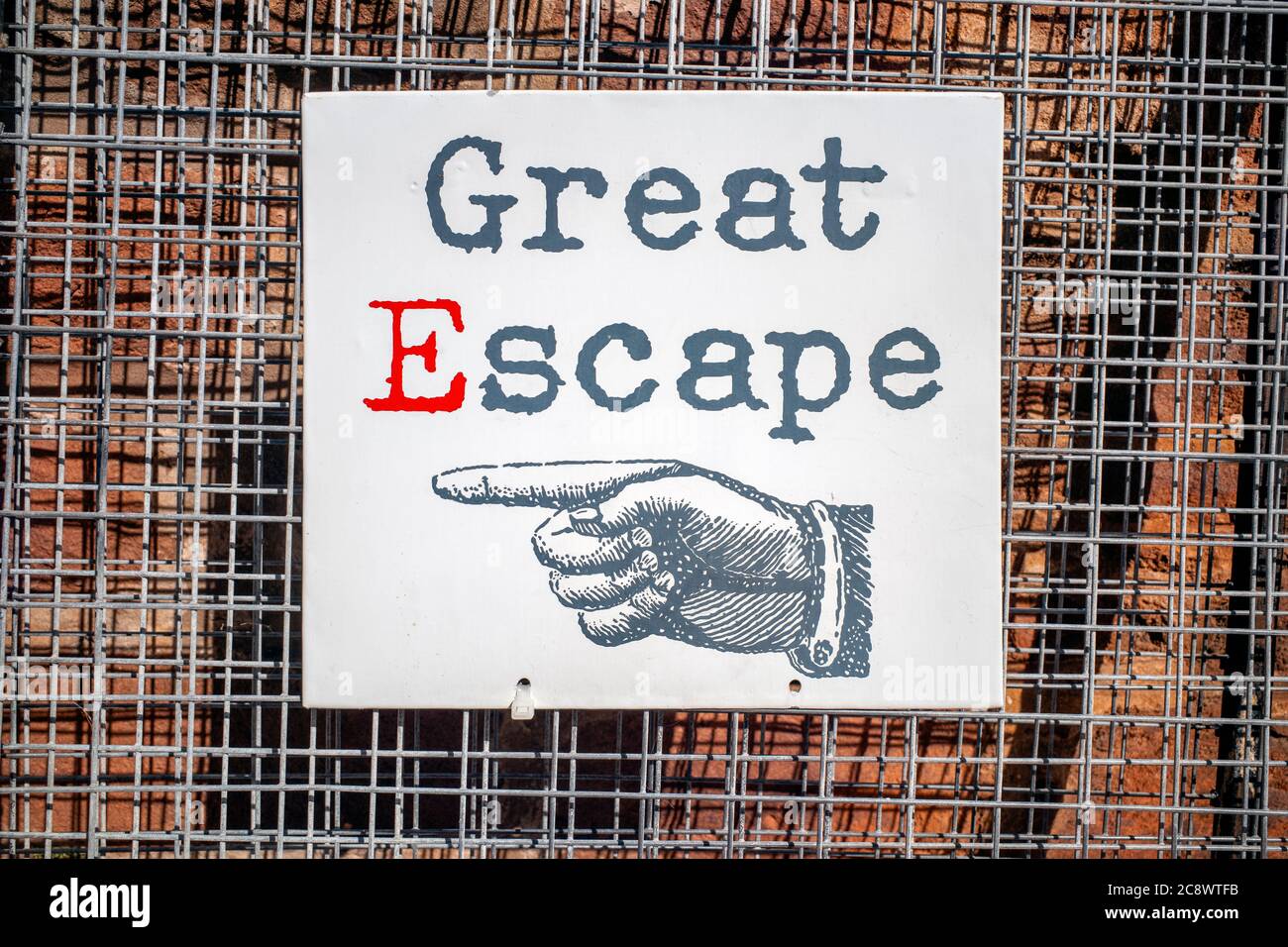 Cartello per Great Escape Shop, North Berwick, East Lothian, Scotland, UK. Foto Stock