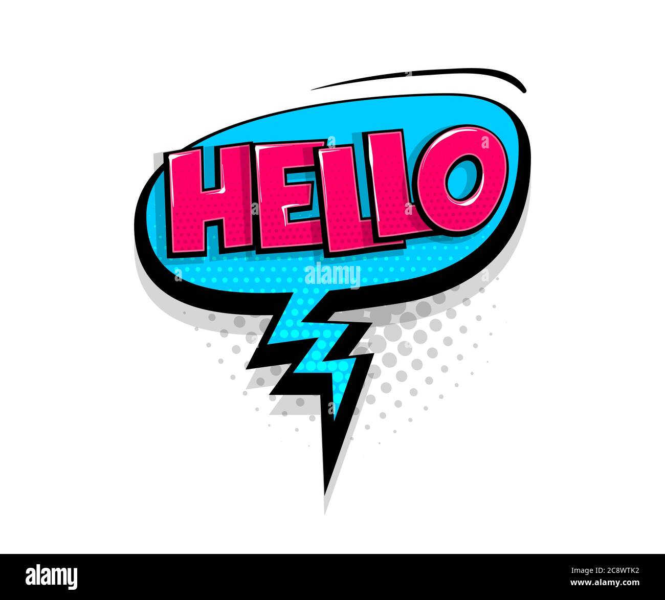 Fumetto hello speech bolla pop art stile Illustrazione Vettoriale