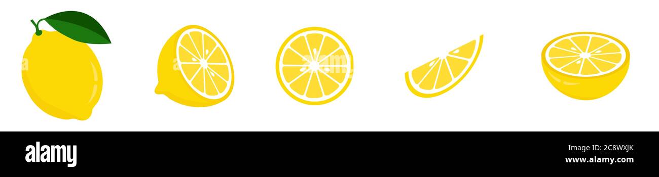 Frutta fresca al limone, raccolta di illustrazioni vettoriali Illustrazione Vettoriale