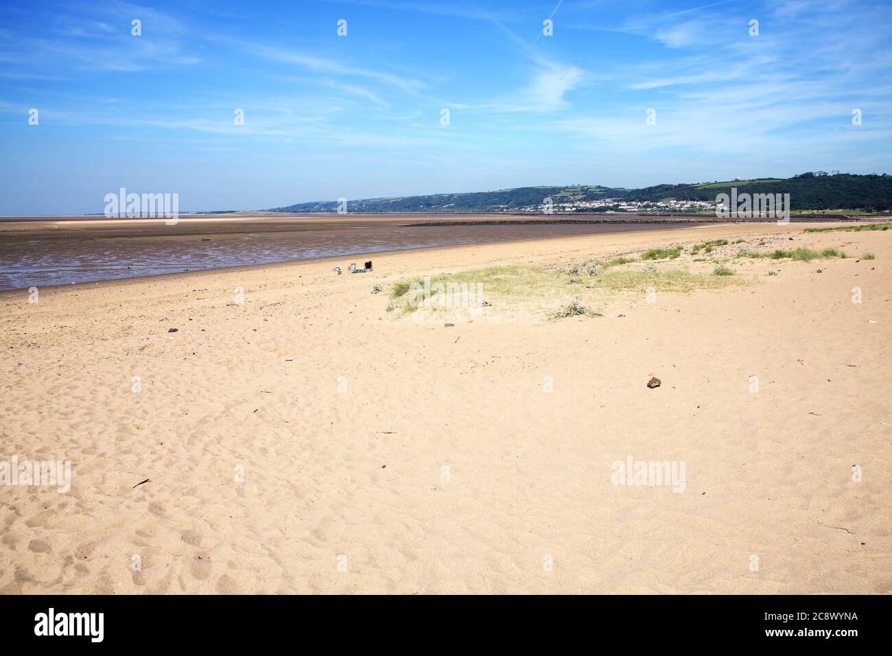 Llanelli Beach sul Loughor estuario, Carmarthensshire Galles UK è un popolare gallese turistico costa viaggio destinazione resort stock foto sfondo Foto Stock