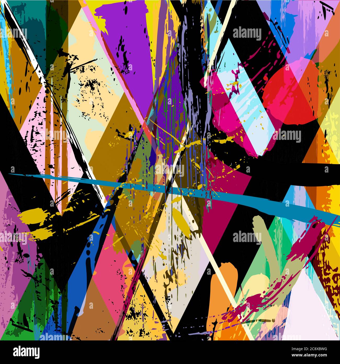 composizione astratta dello sfondo, con tratti, schizzi e linee geometriche Illustrazione Vettoriale