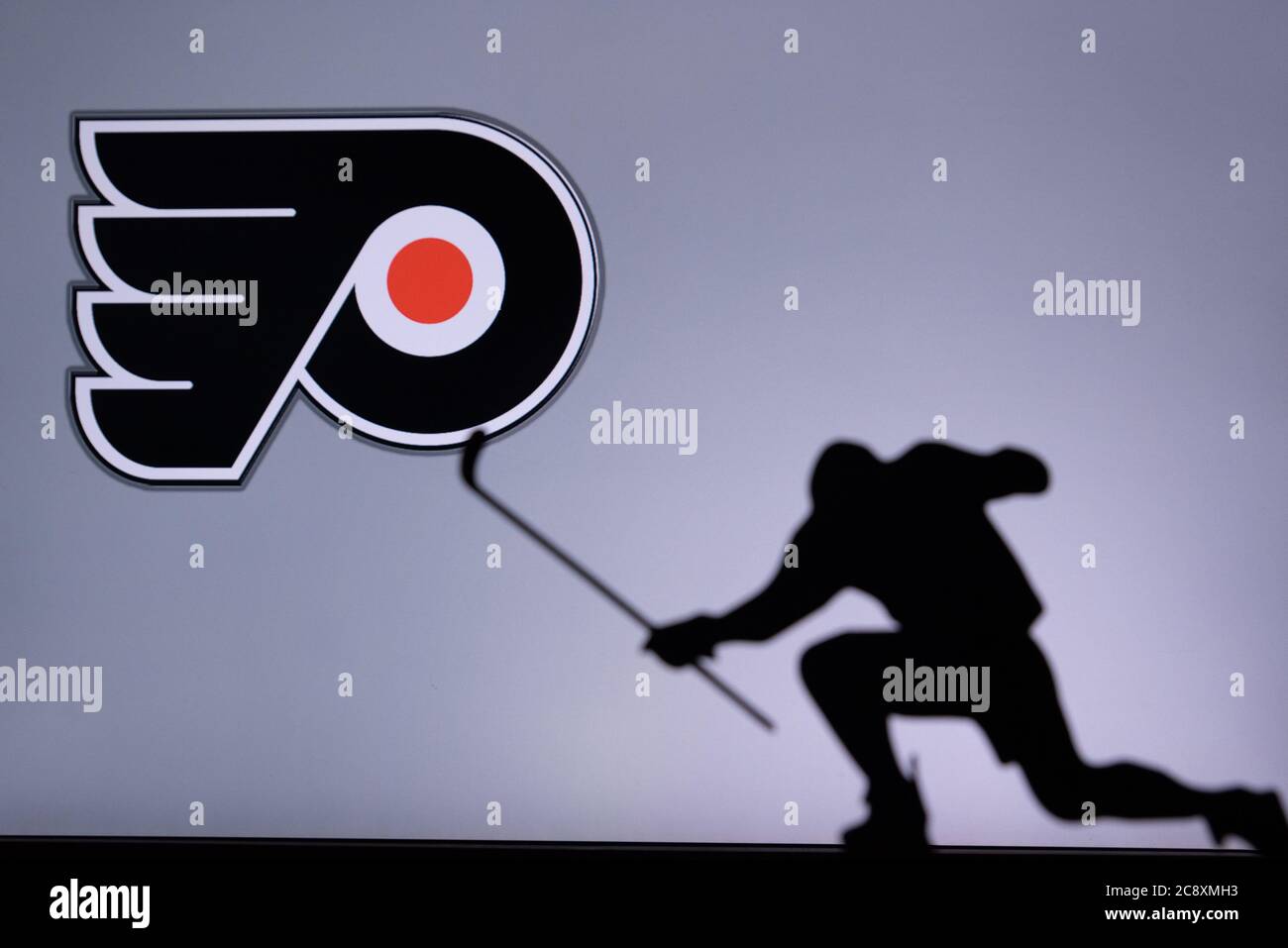 NHL Hockey Concept photo. Silhouette di professionista NHL hockey giocatore Foto Stock