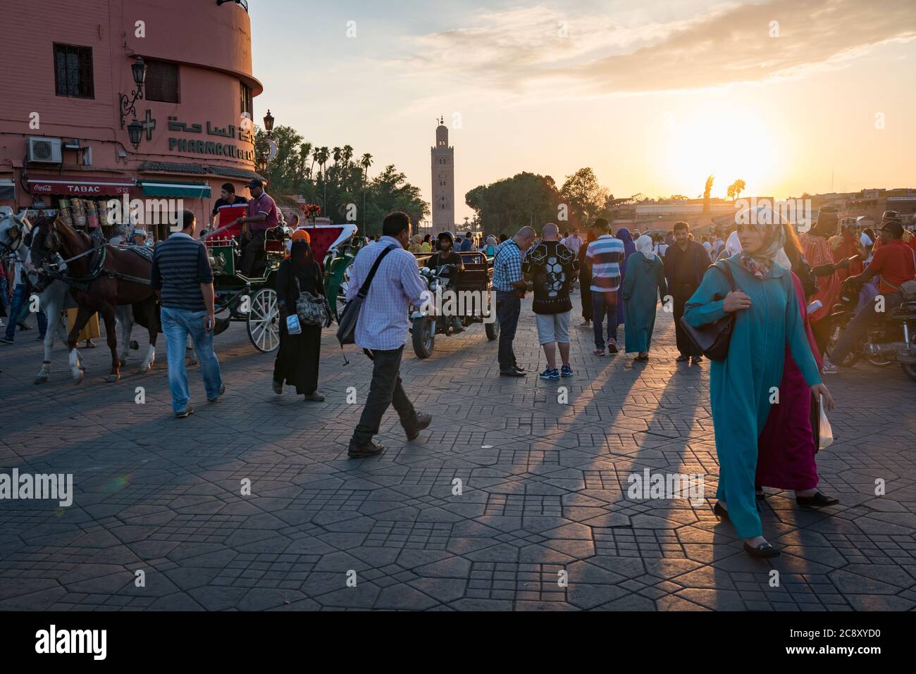 La Jemaa el Fna – piazza principale – a Marrakech, Marocco Foto Stock