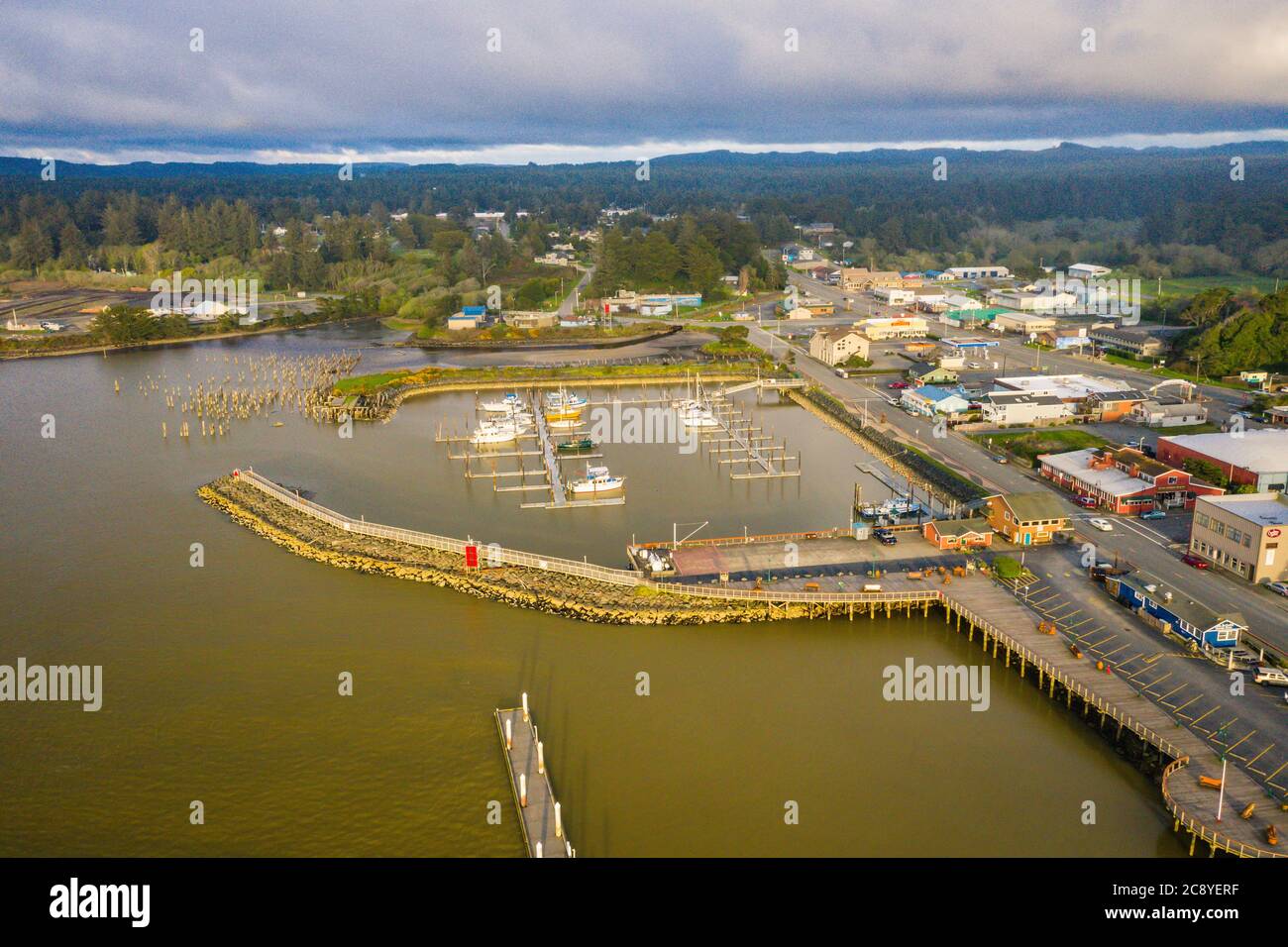 Vista aerea del porto di Bandon, Oregon. Foto Stock