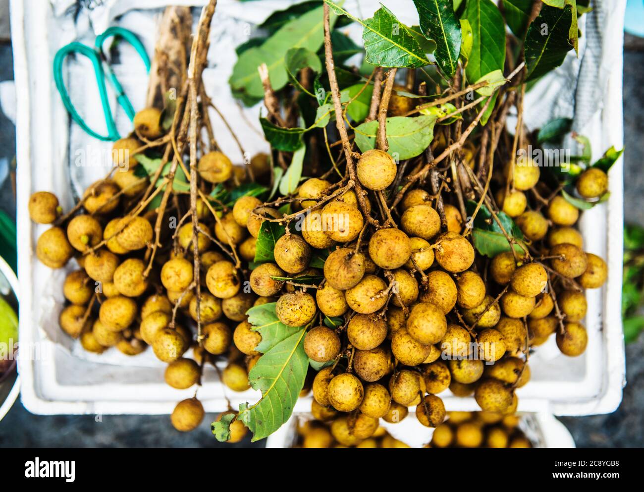 Frutta tropicale longana in vendita in Vietnam, Sud-est asiatico Foto Stock