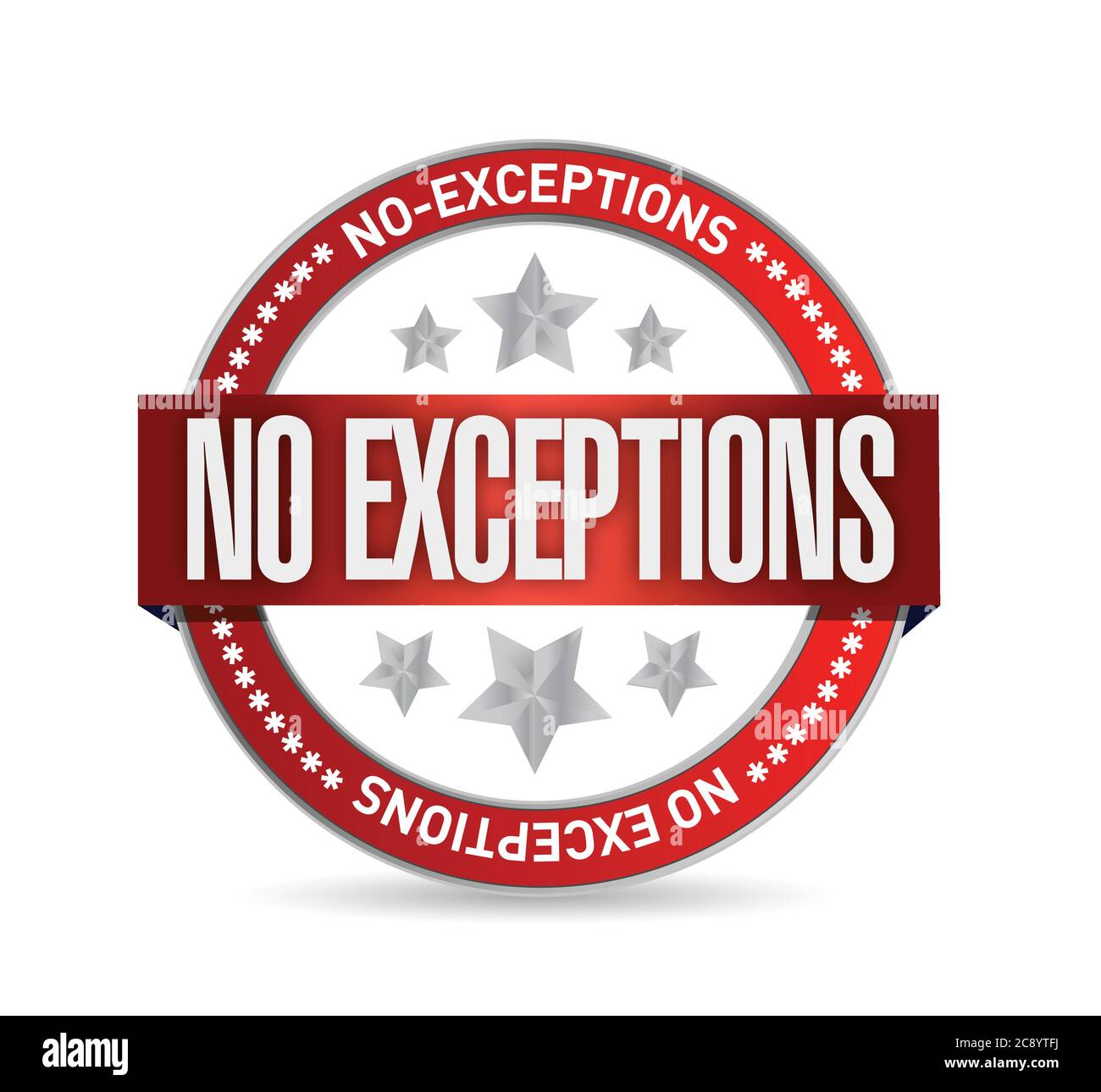 Nessuna eccezione: Disegno dell'illustrazione della guarnizione su sfondo bianco Illustrazione Vettoriale