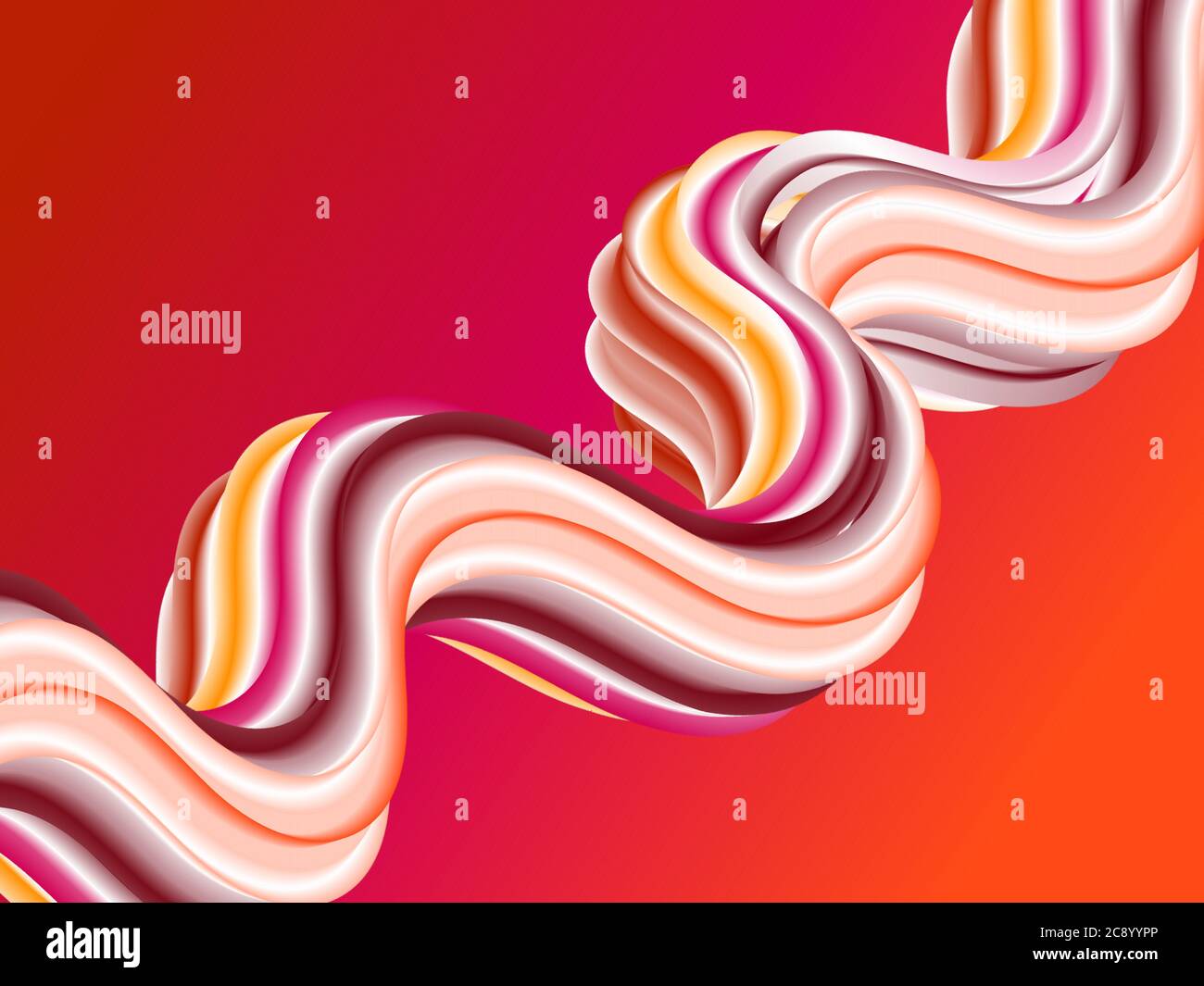 Astratto onda 3d sfondo con liquido colorato. Copertina 3d astratta con sfumatura vibrante. Illustrazione Vettoriale