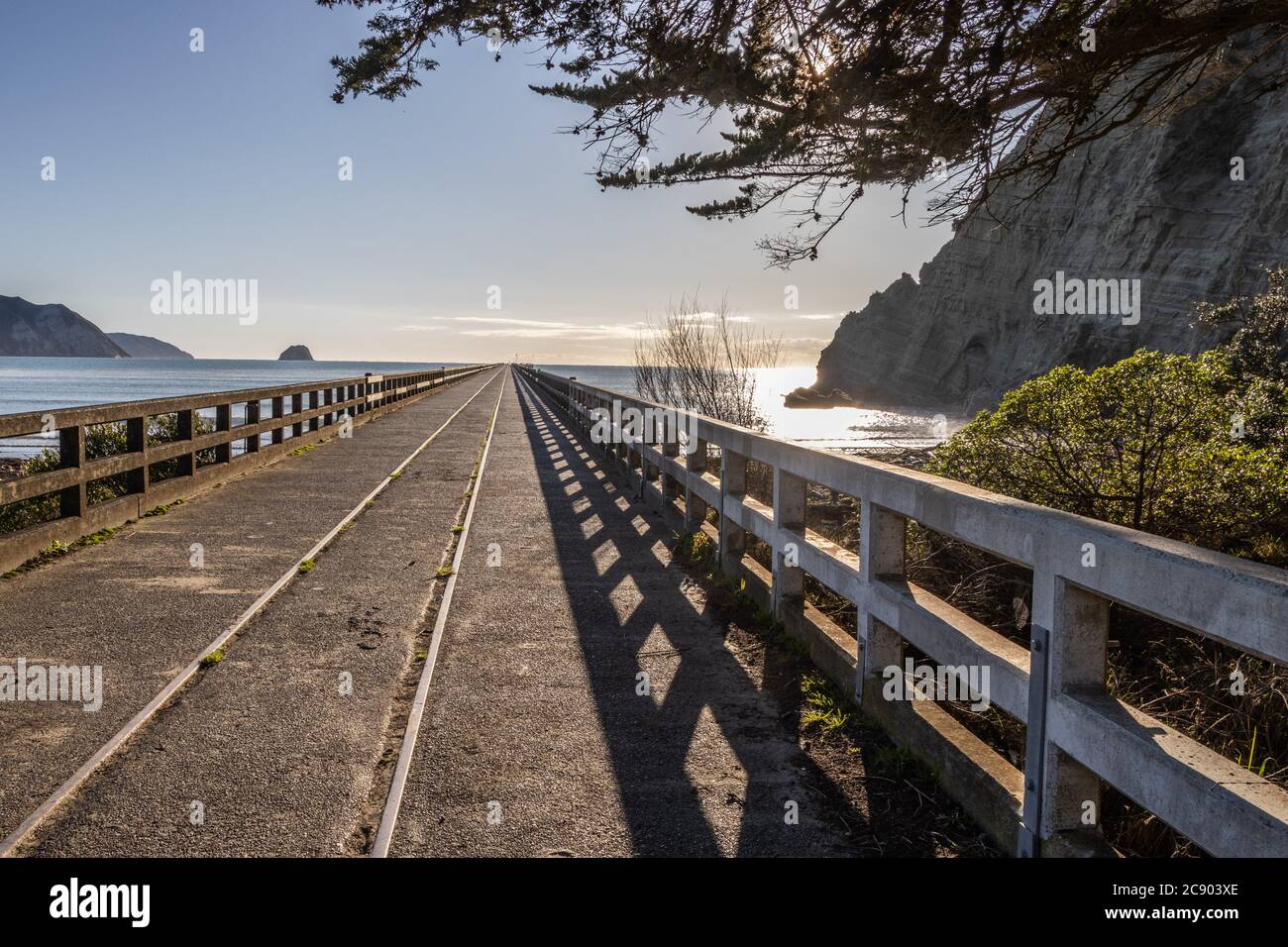 Tolaga Bay Wharf, Eastland, Nuova Zelanda Foto Stock