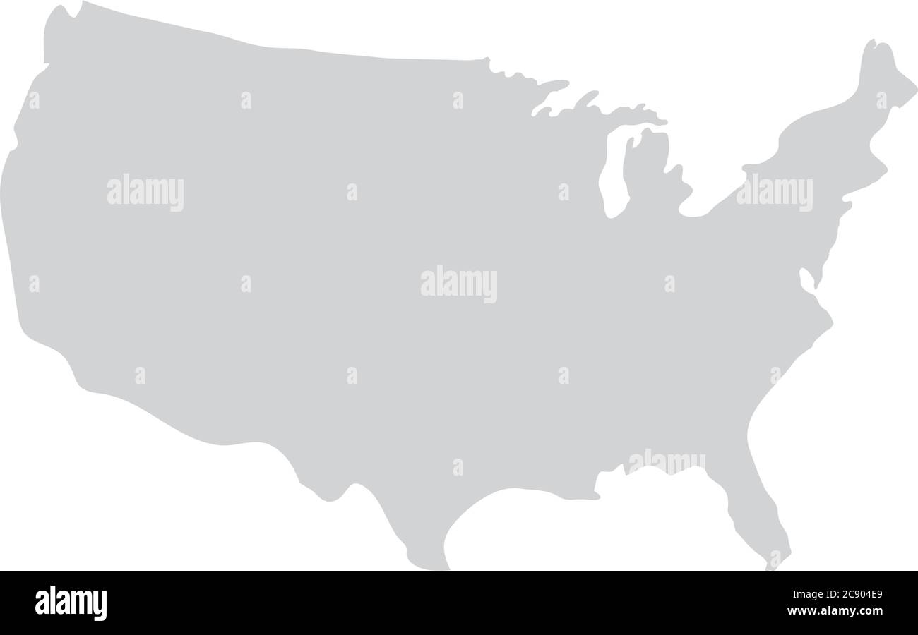 silhouette della mappa degli stati uniti, su sfondo bianco Illustrazione Vettoriale