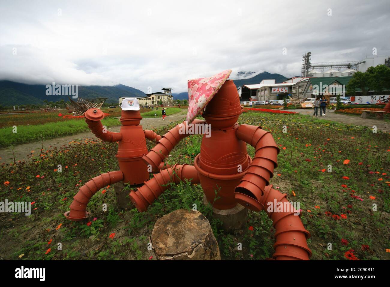 Vista nuvolosa del Parco Culturale Hakka a Taitung, Taiwan Foto Stock