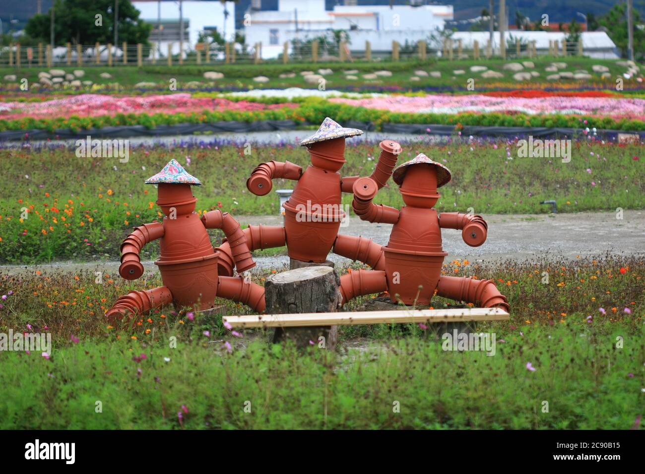 Vista nuvolosa del Parco Culturale Hakka a Taitung, Taiwan Foto Stock