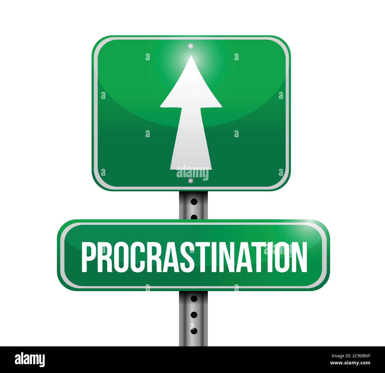 Disegno di illustrazione del cartello di procrastinazione su uno sfondo bianco Illustrazione Vettoriale