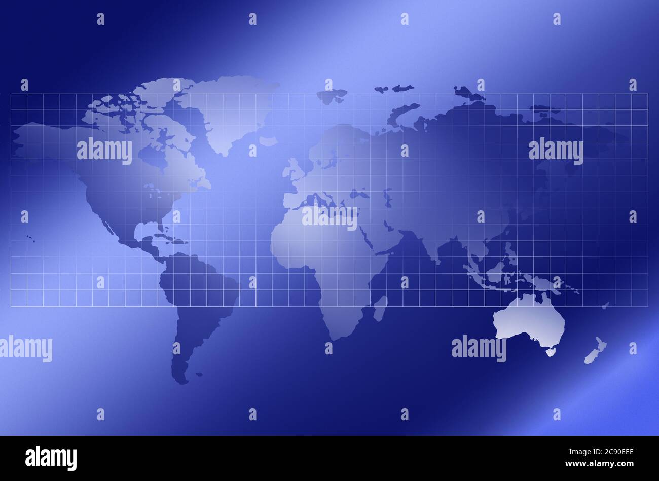 Mappa del mondo con griglia in alto Foto Stock