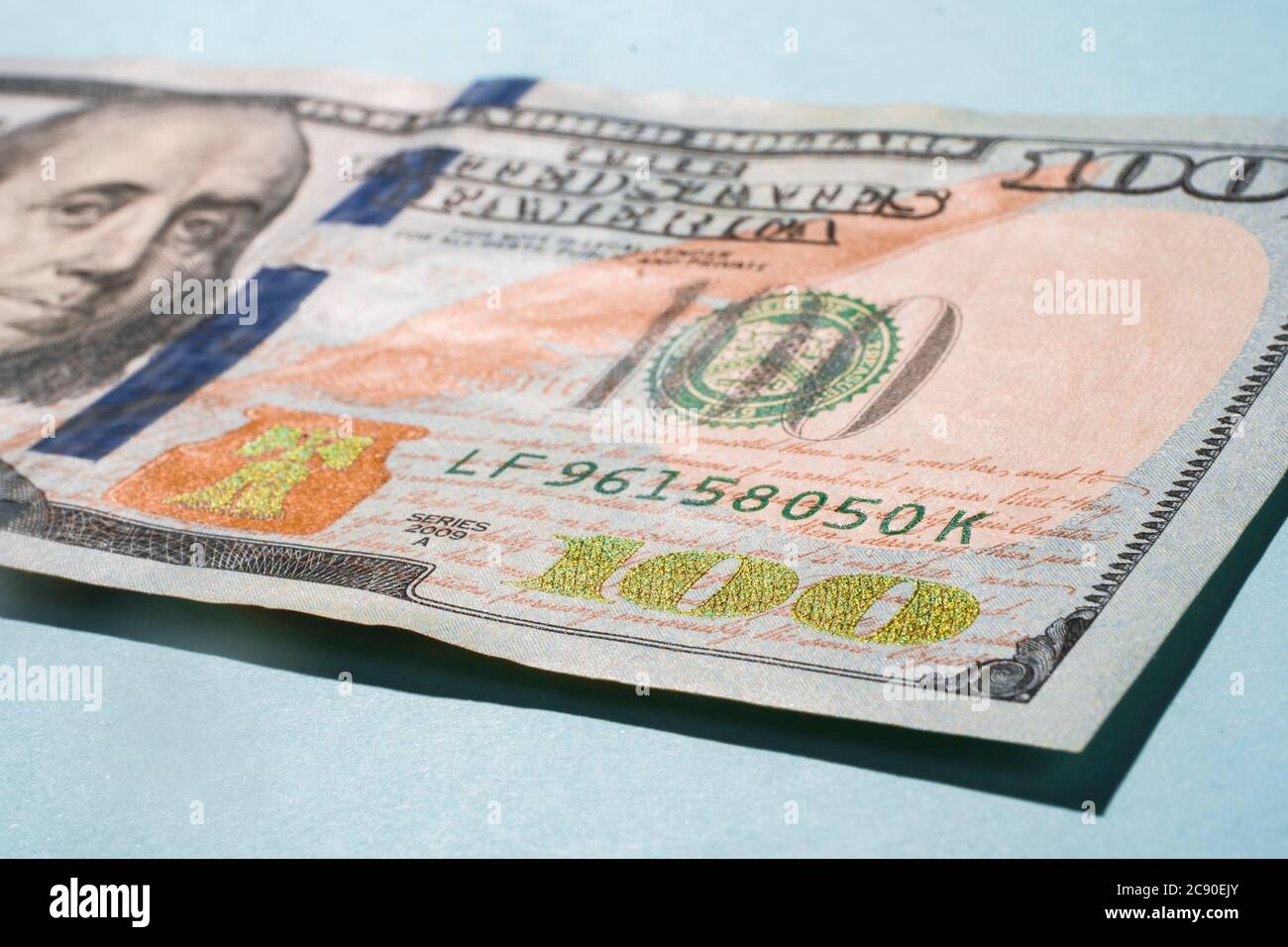 Primo piano di un conto da cento dollari USA Foto Stock