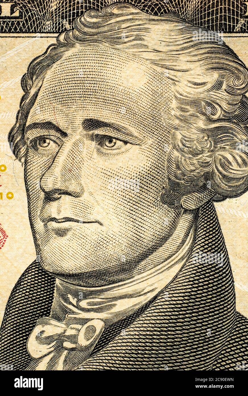 Primo piano di un conto di dieci dollari USA Foto Stock