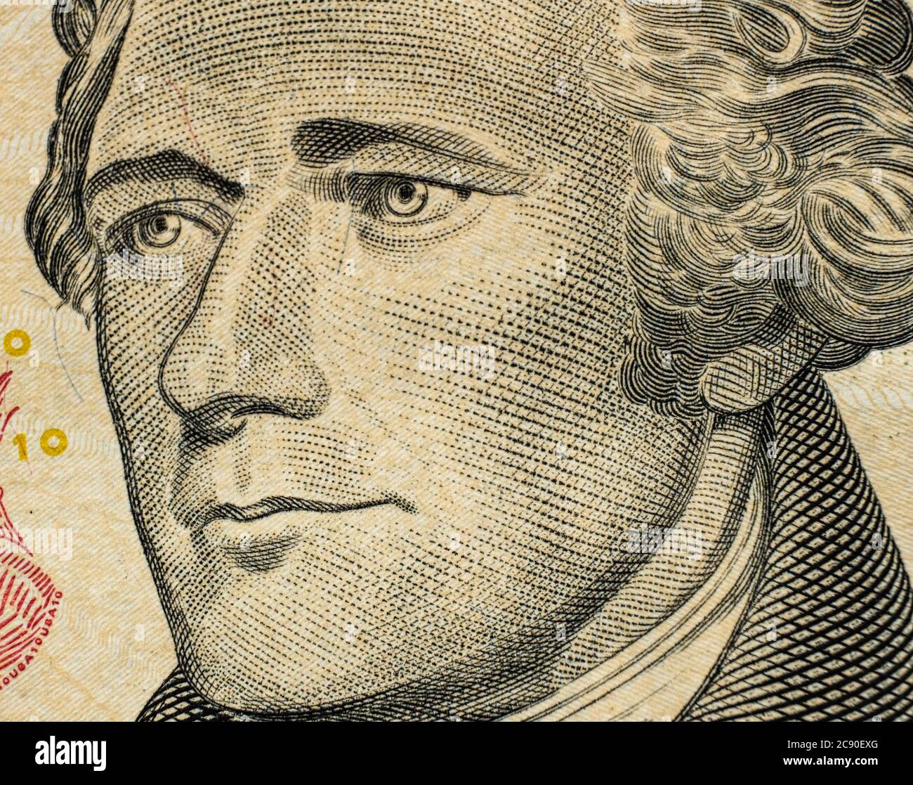 Primo piano di un conto di dieci dollari USA Foto Stock