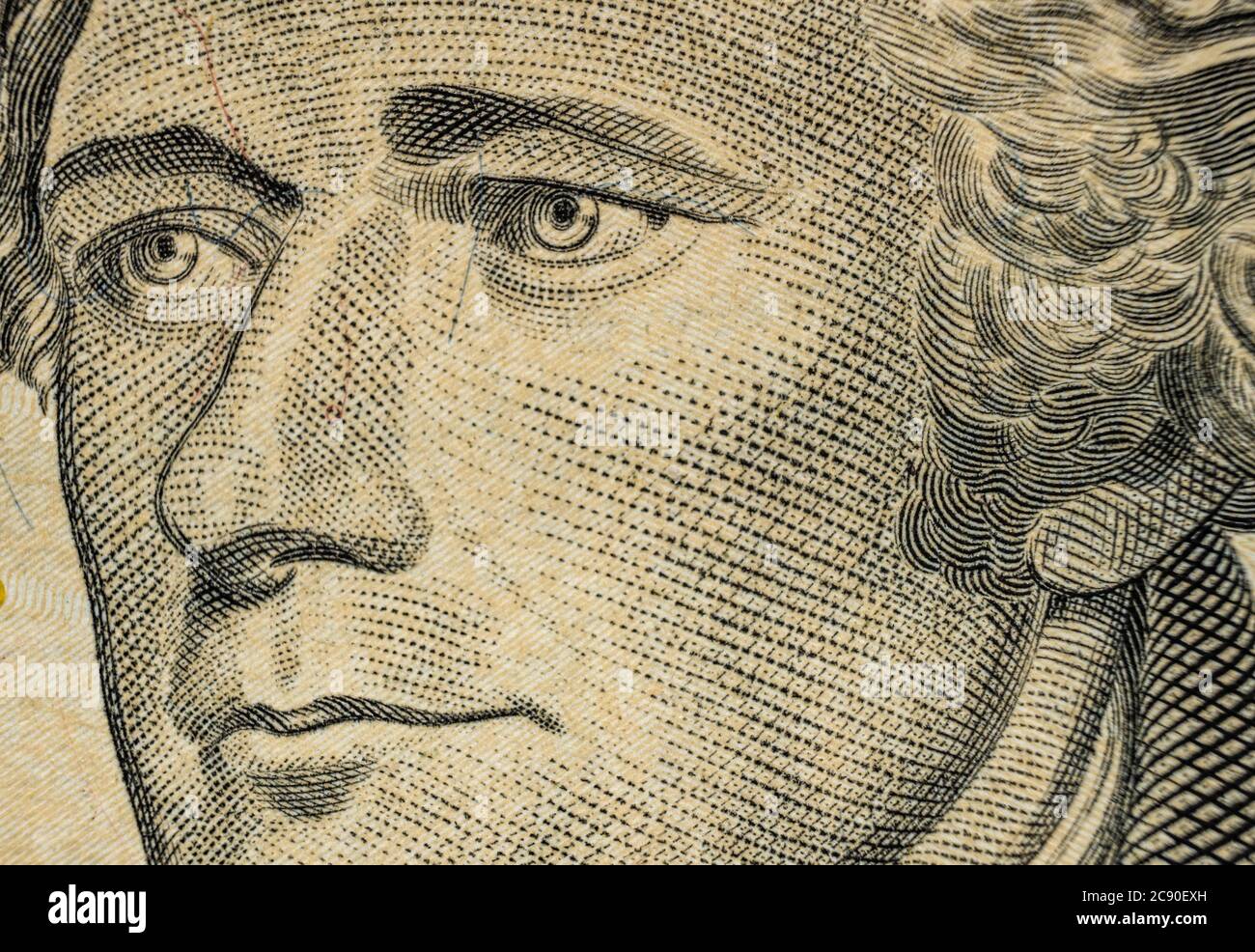 Primo piano di un conto di dieci dollari USA Foto Stock